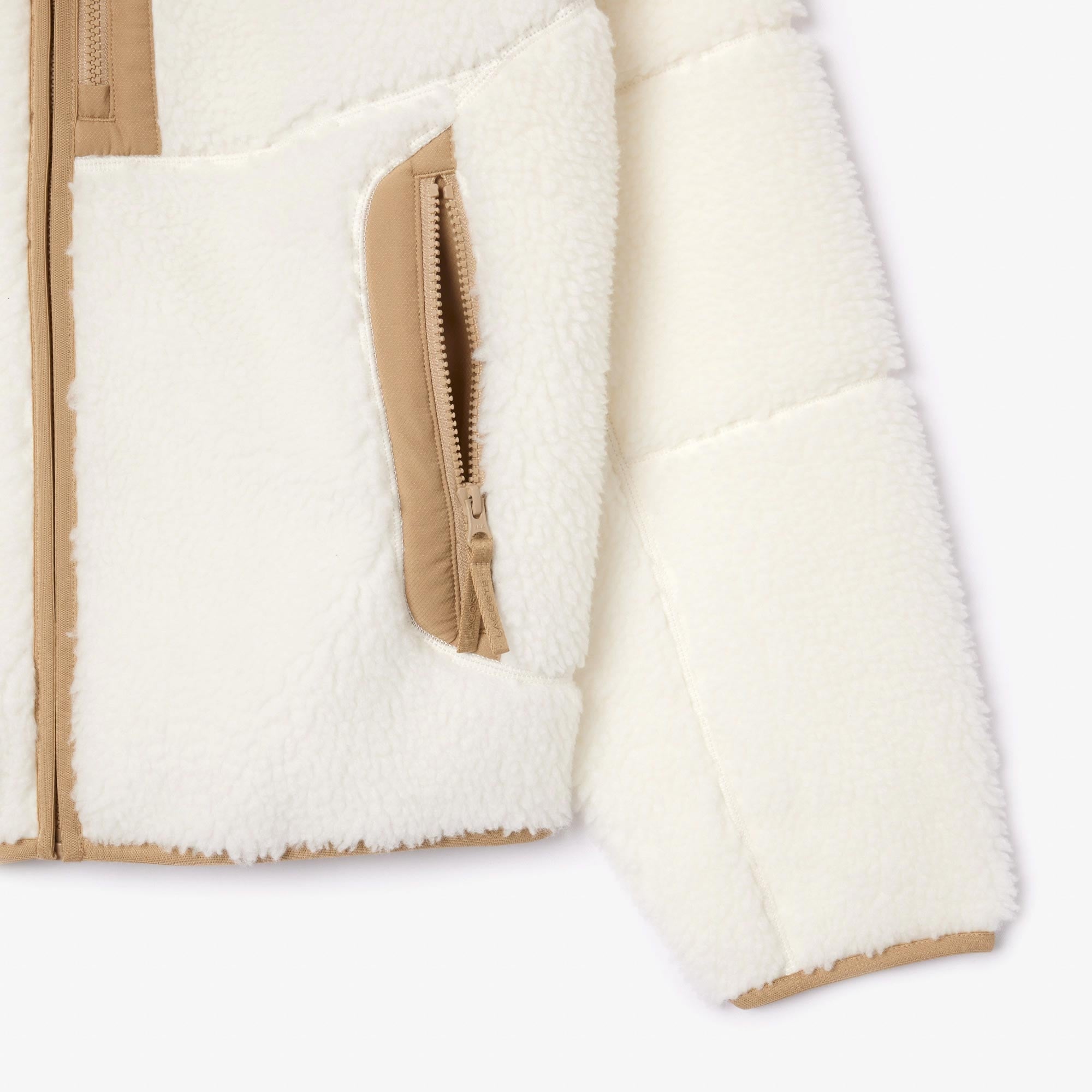 Lacoste Erkek Dik Yaka Desenli Beyaz Mont