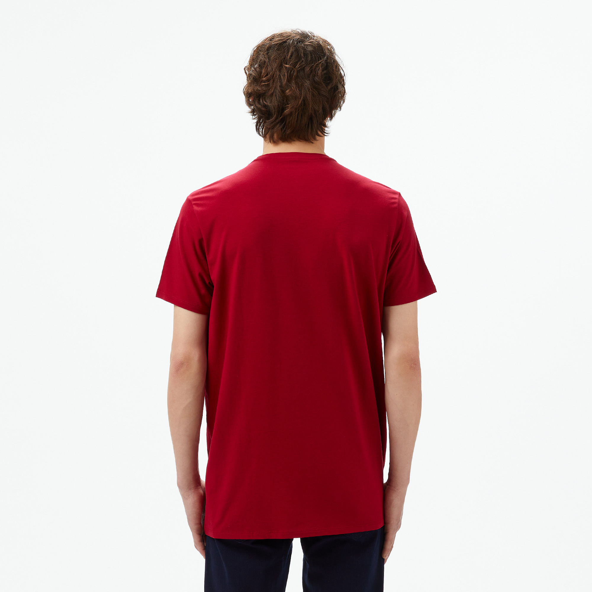 Lacoste Erkek Slim Fit Bisiklet Yaka Bordo T-Shirt görsel 5