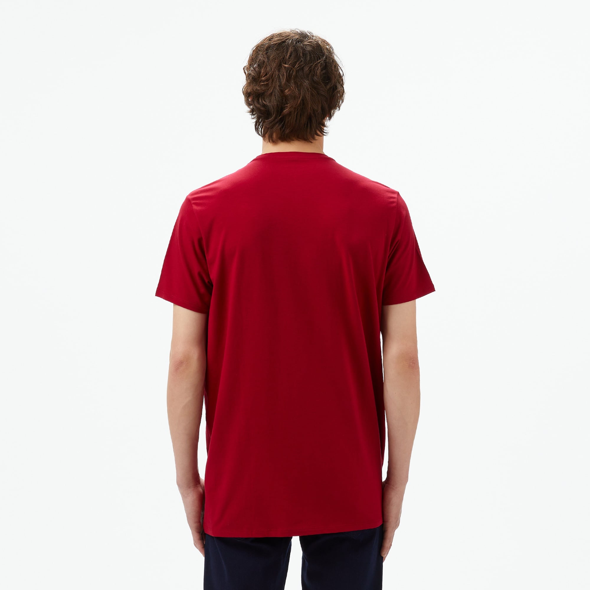 Erkek Slim Fit Bisiklet Yaka Bordo T-Shirt
