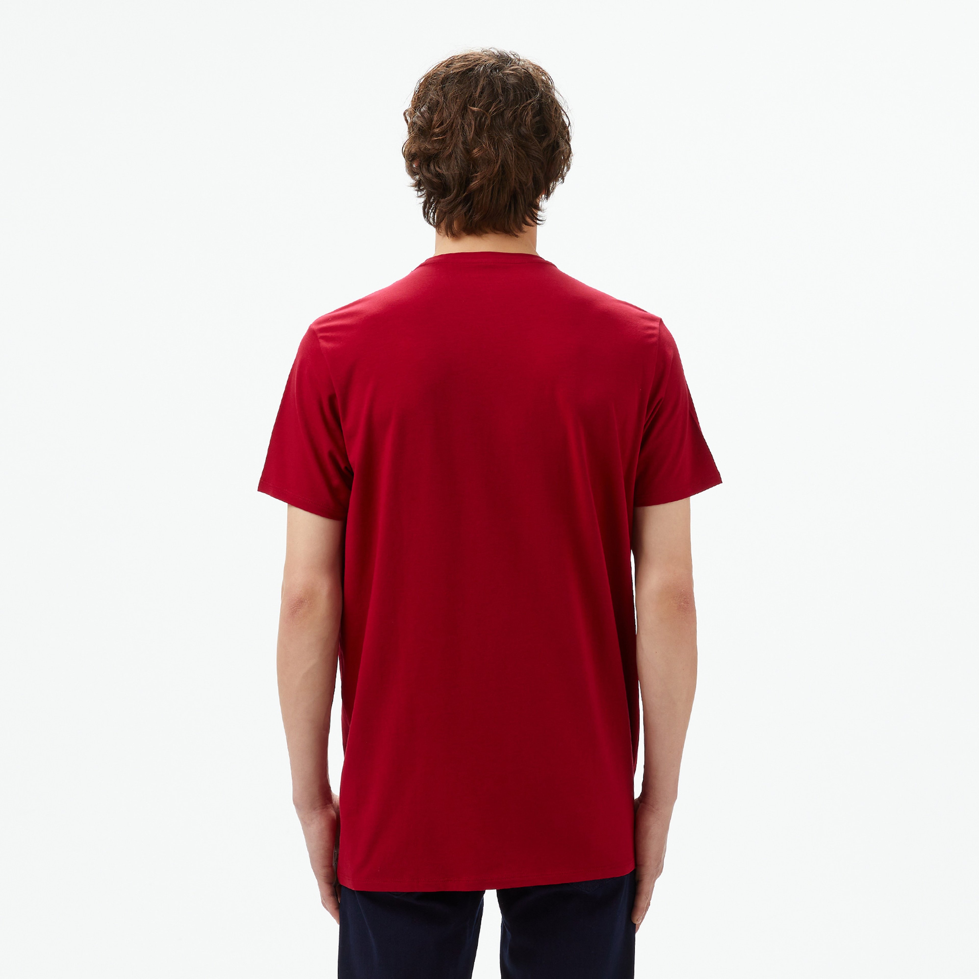 Erkek Slim Fit Bisiklet Yaka Bordo T-Shirt