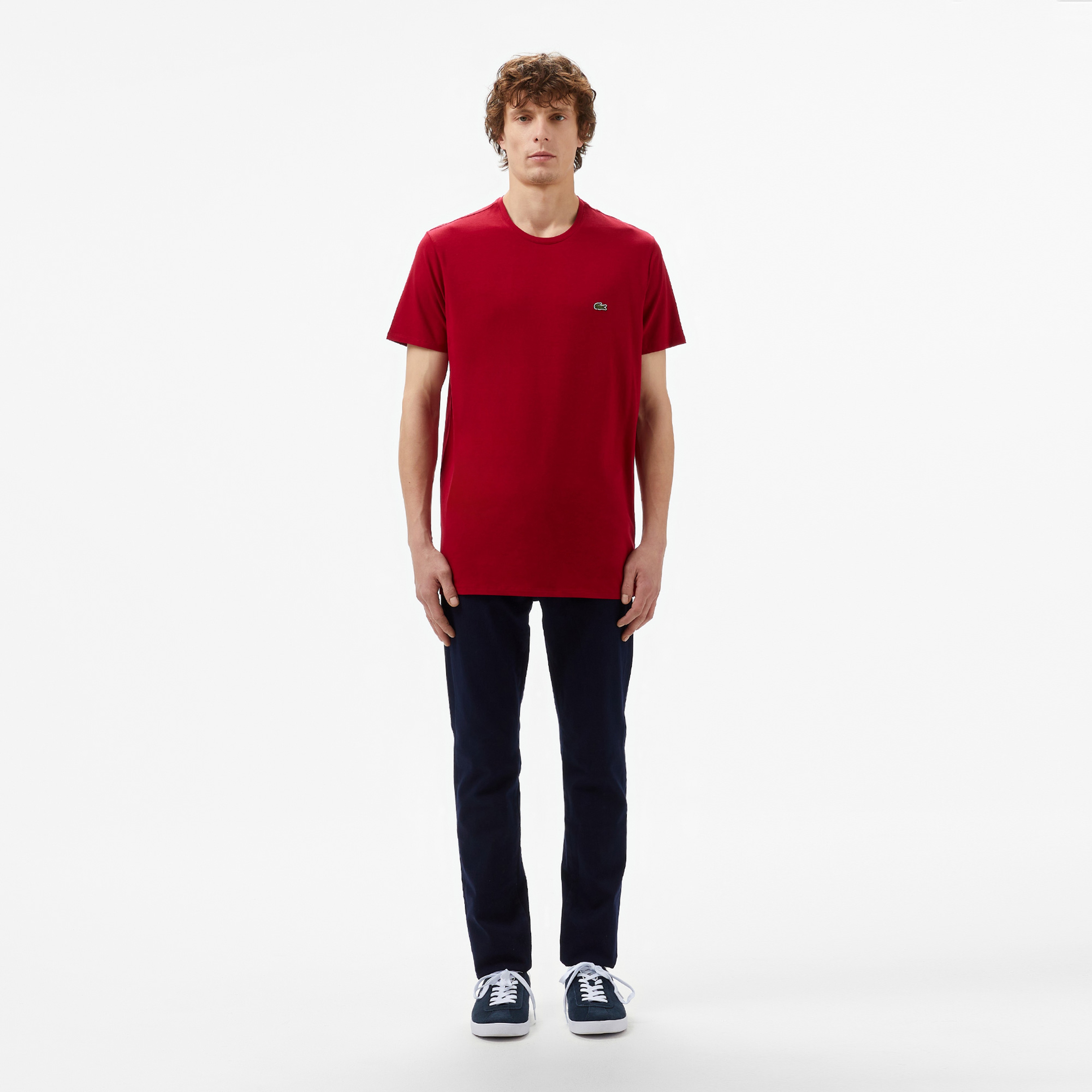 Erkek Slim Fit Bisiklet Yaka Bordo T-Shirt