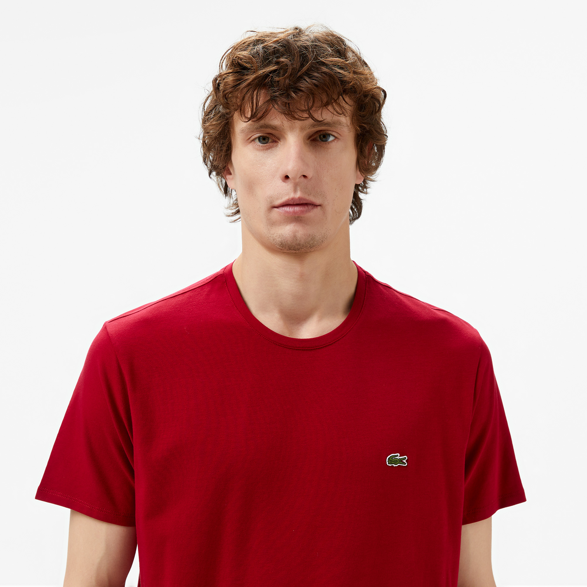 Lacoste Erkek Slim Fit Bisiklet Yaka Bordo T-Shirt görsel 2