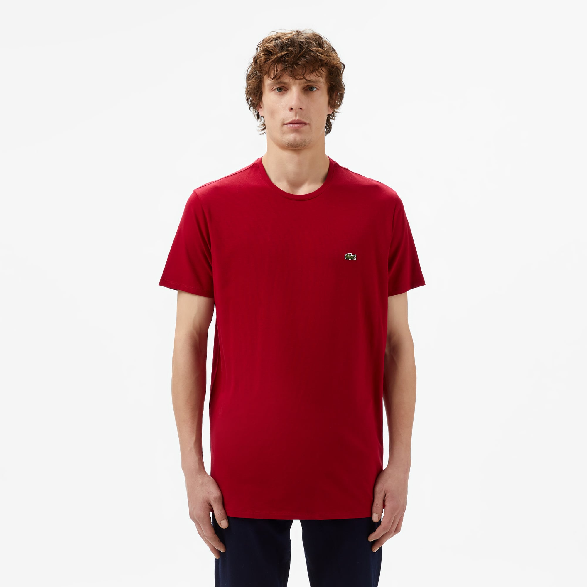 Lacoste Erkek Slim Fit Bisiklet Yaka Bordo T-Shirt