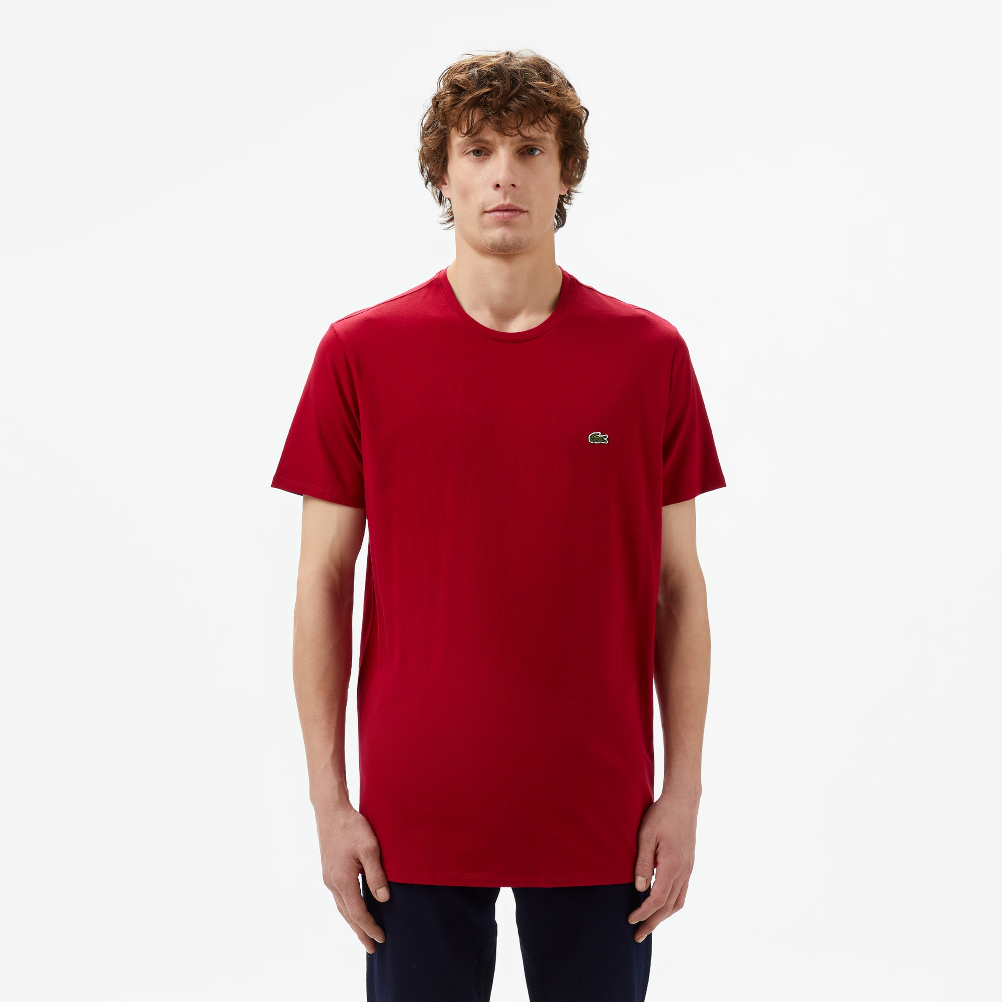 Erkek Slim Fit Bisiklet Yaka Bordo T-Shirt