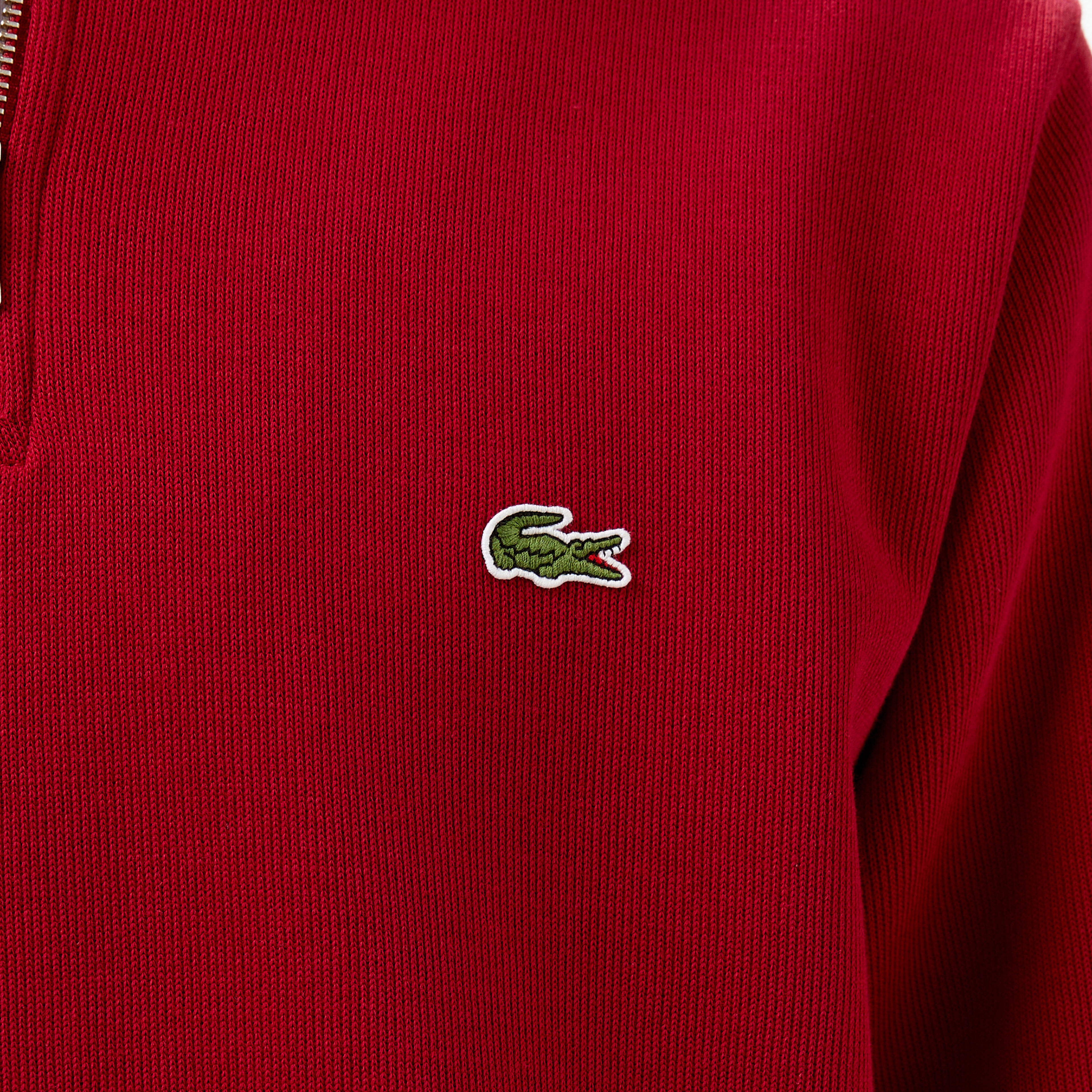 Erkek Classic Fit Yarım Fermuarlı Bordo Sweatshirt