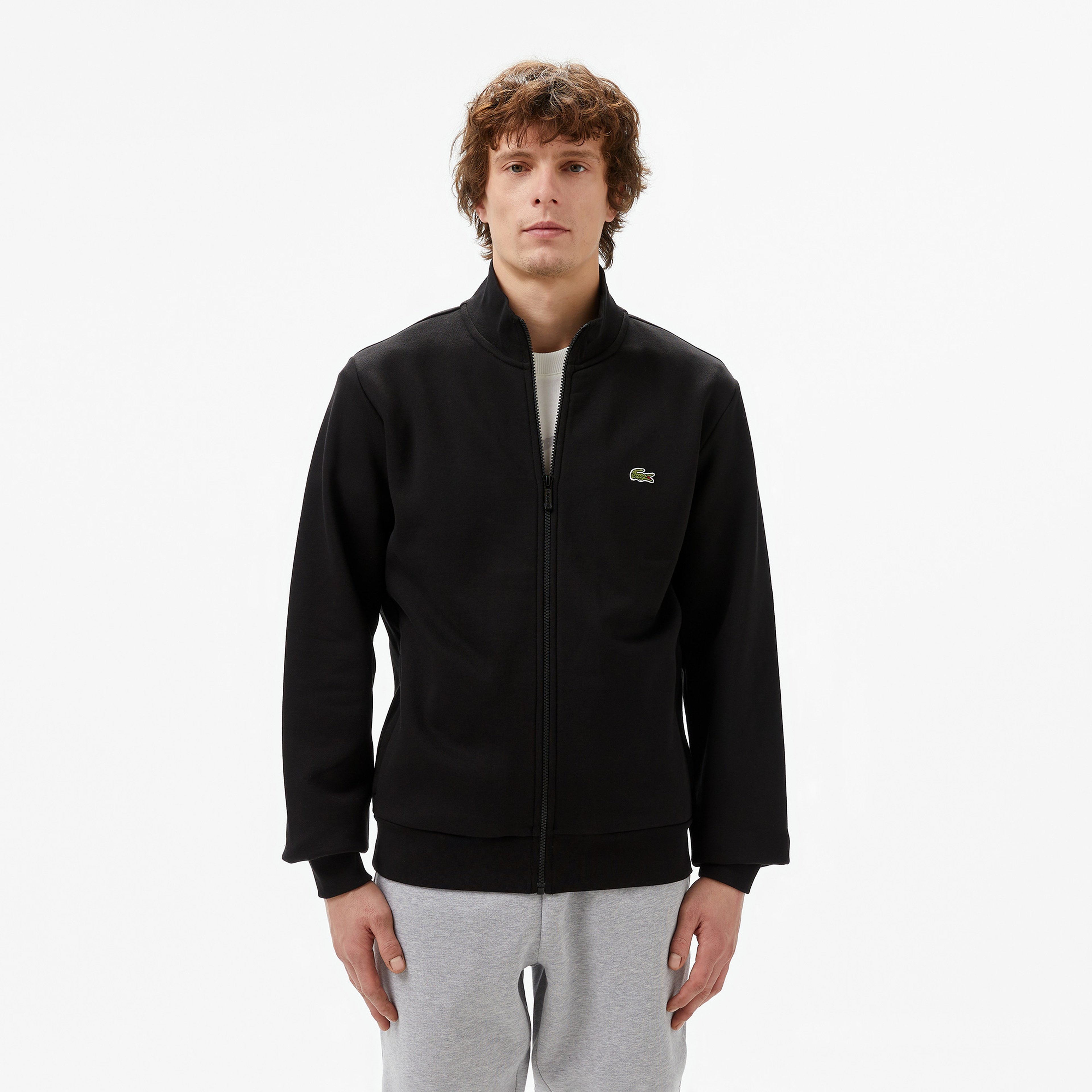 Erkek Regular Fit Fermuarlı Siyah Sweatshirt