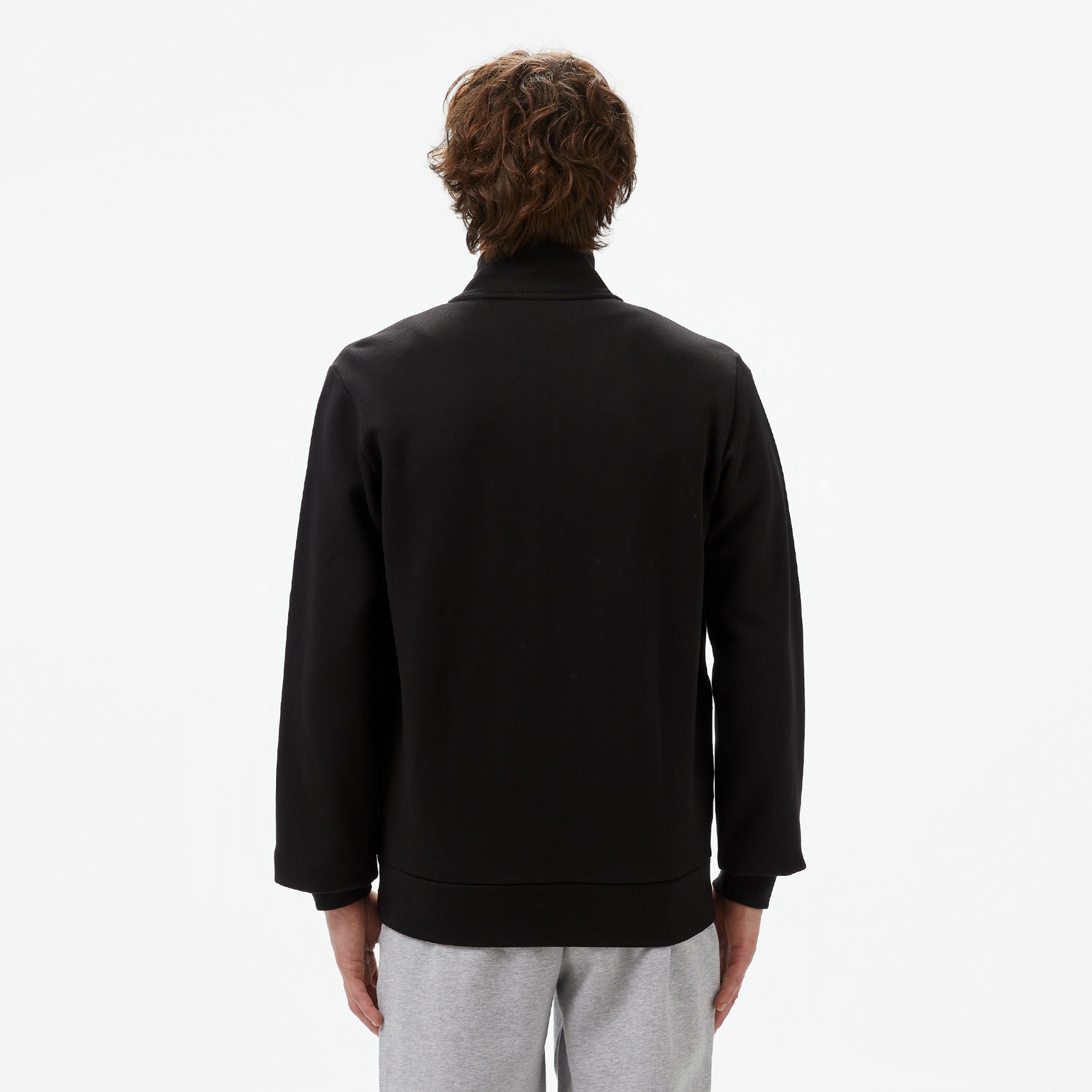 Erkek Regular Fit Fermuarlı Siyah Sweatshirt