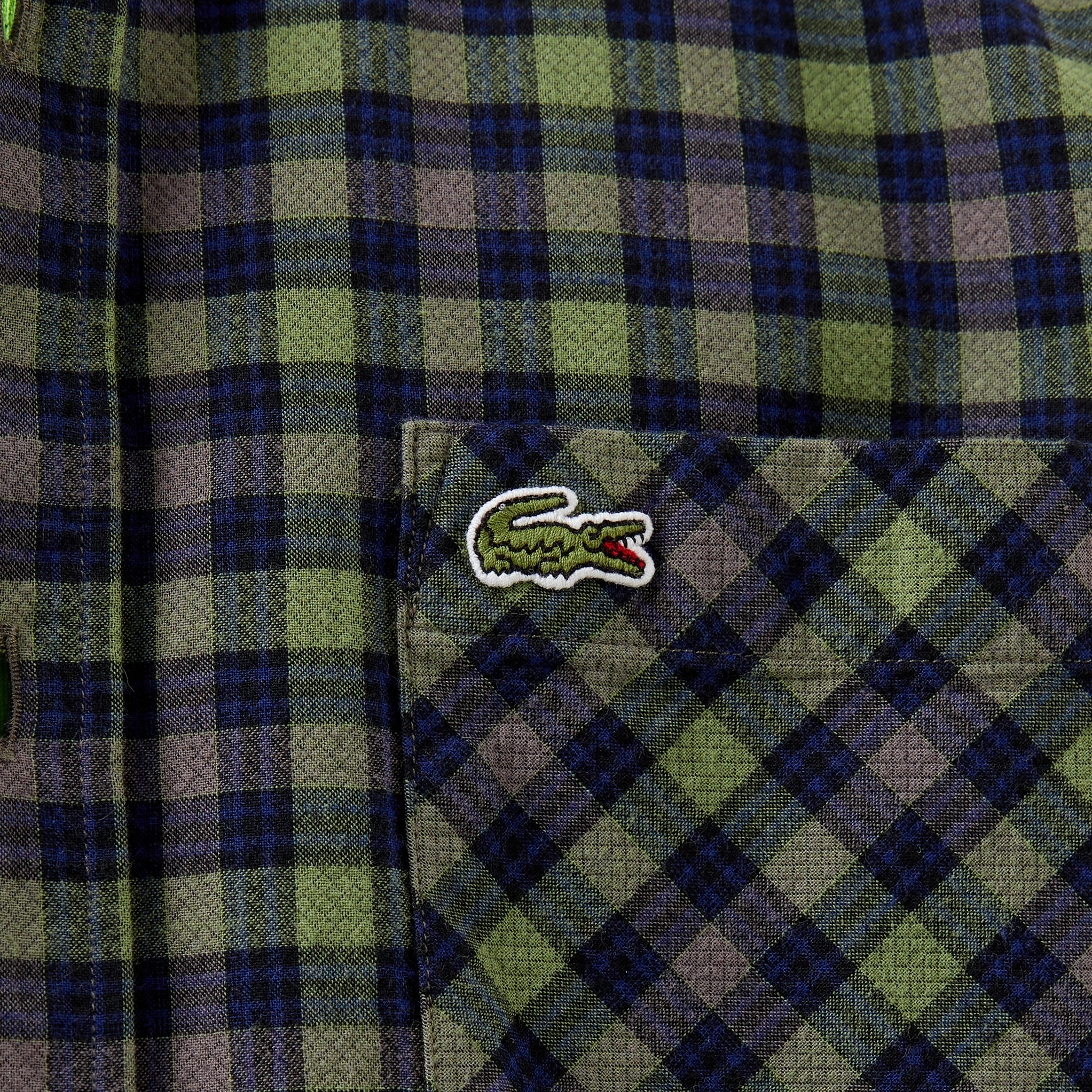 Erkek Regular Fit Ekose Koyu Yeşil Gömlek