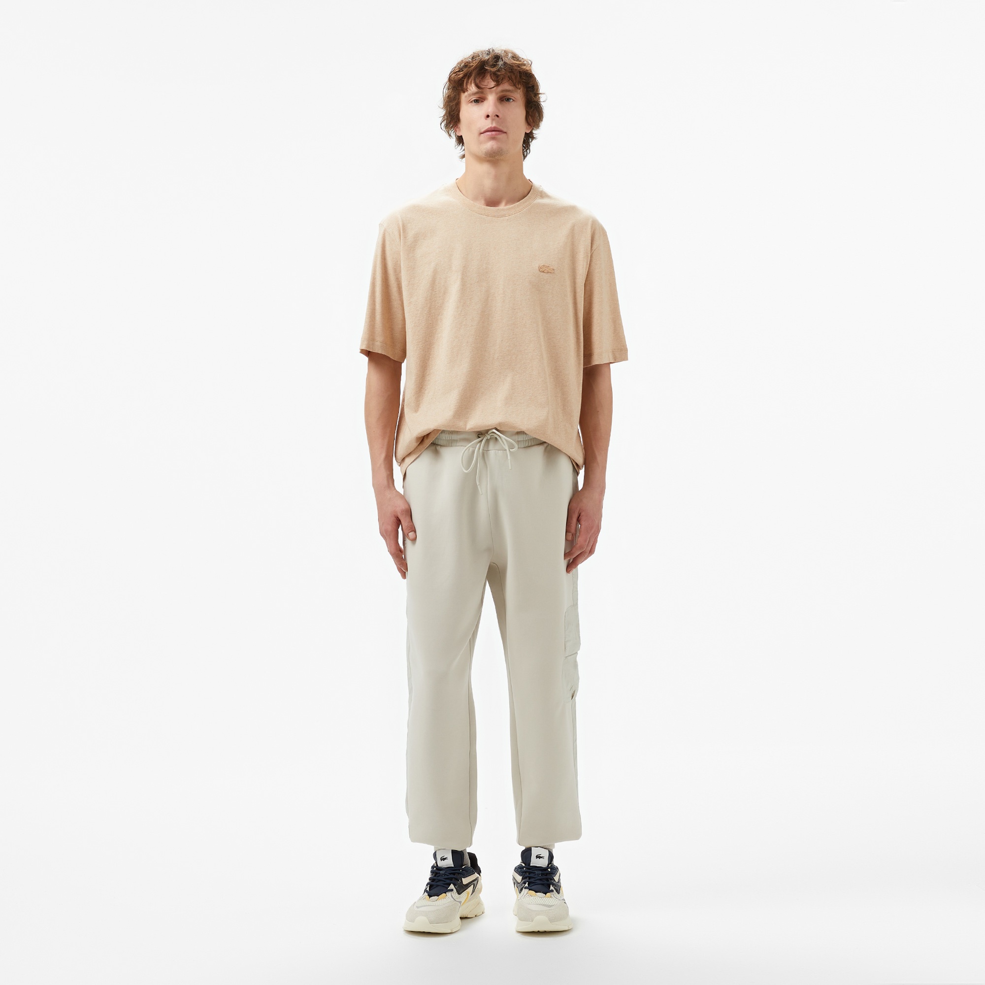 Lacoste Erkek Loose Fit Bisiklet Yaka Bej T-Shirt