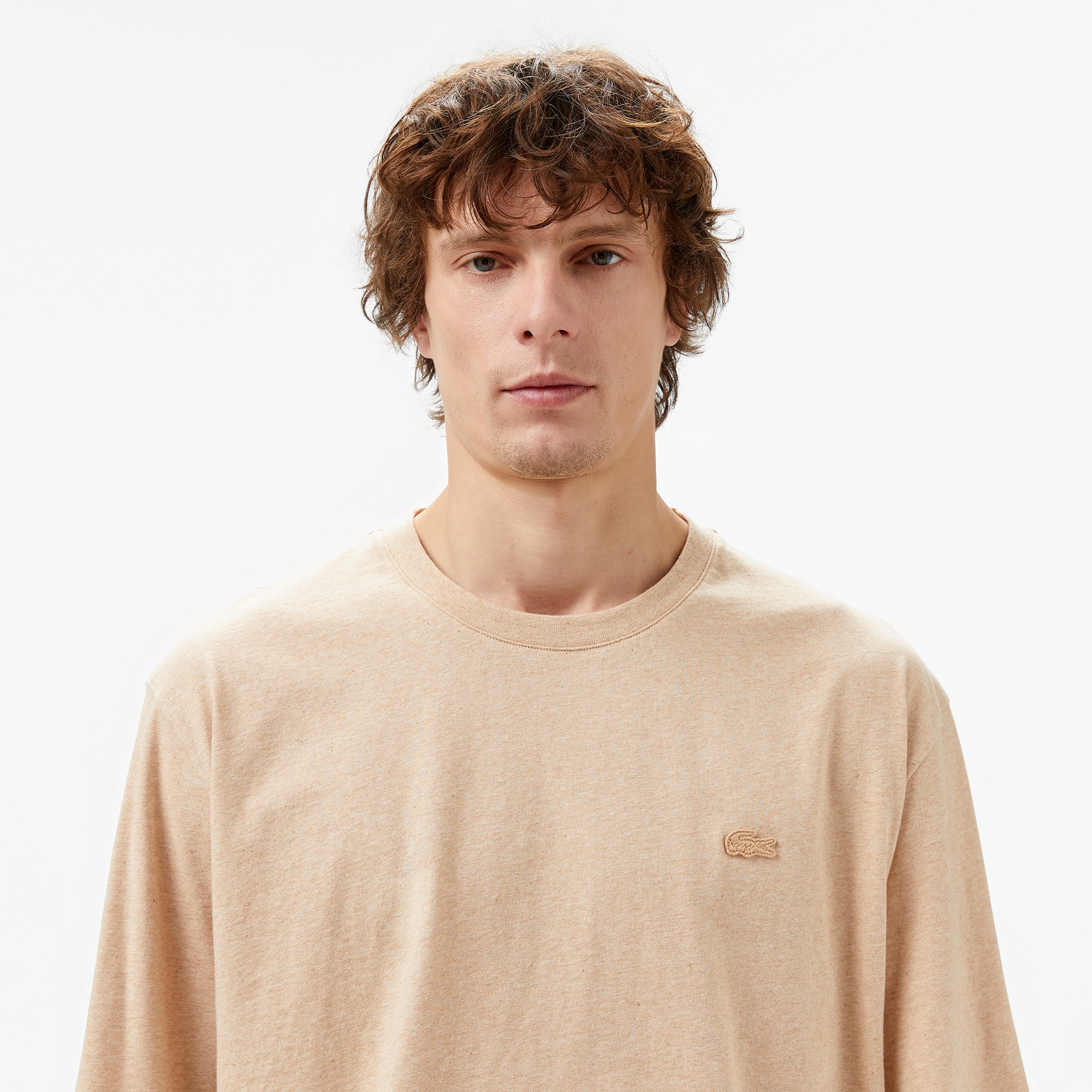 Lacoste Erkek Loose Fit Bisiklet Yaka Bej T-Shirt