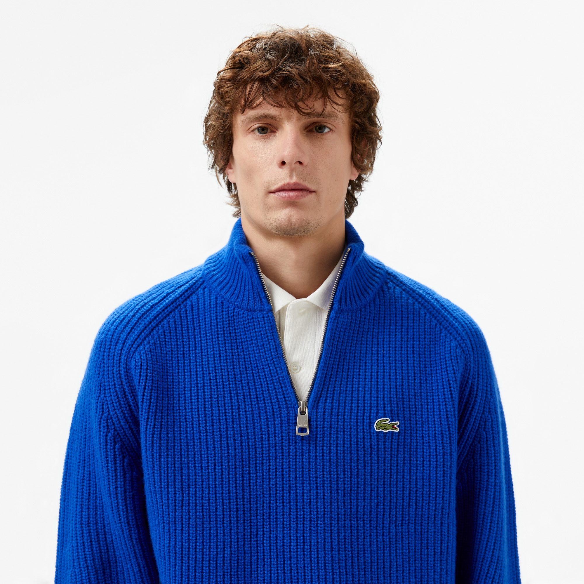 Lacoste Erkek Classic Fit Yarım Fermuarlı Lacivert Kazak