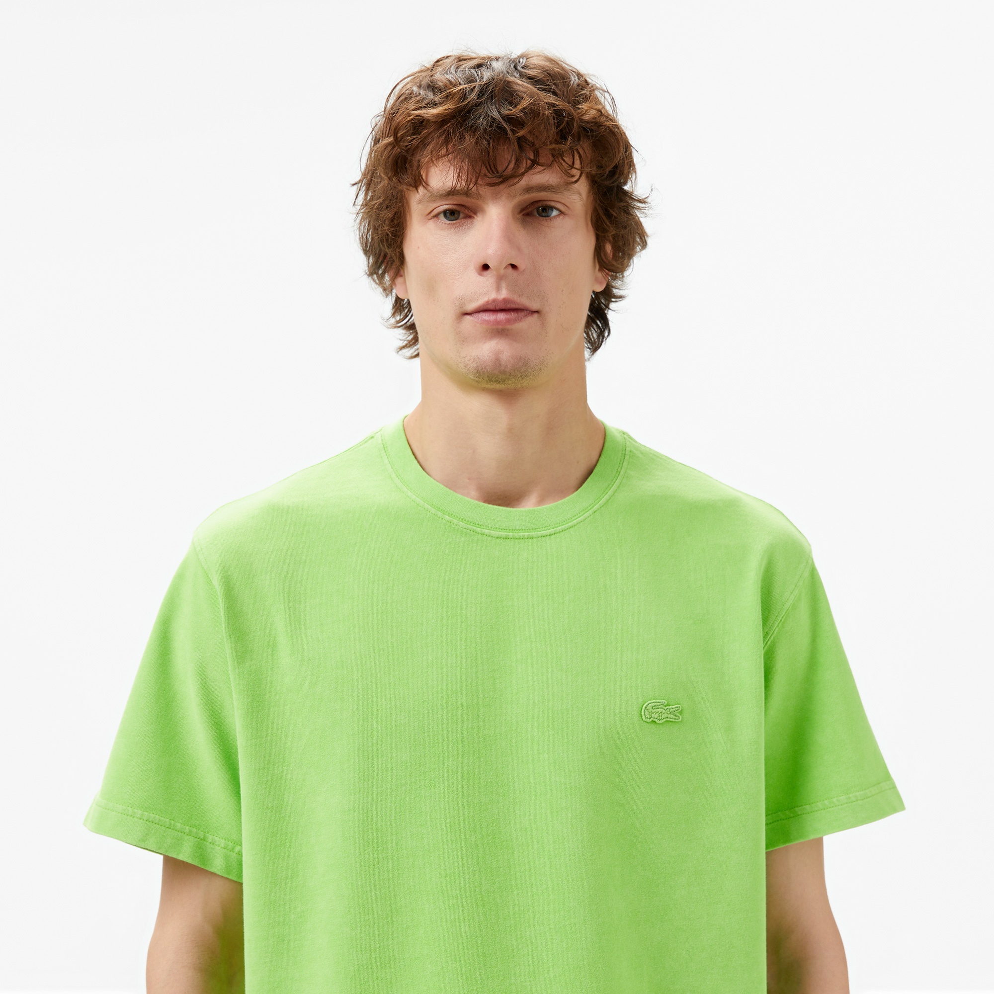 Lacoste Unisex Classic Fit Bisiklet Yaka Yeşil T-Shirt