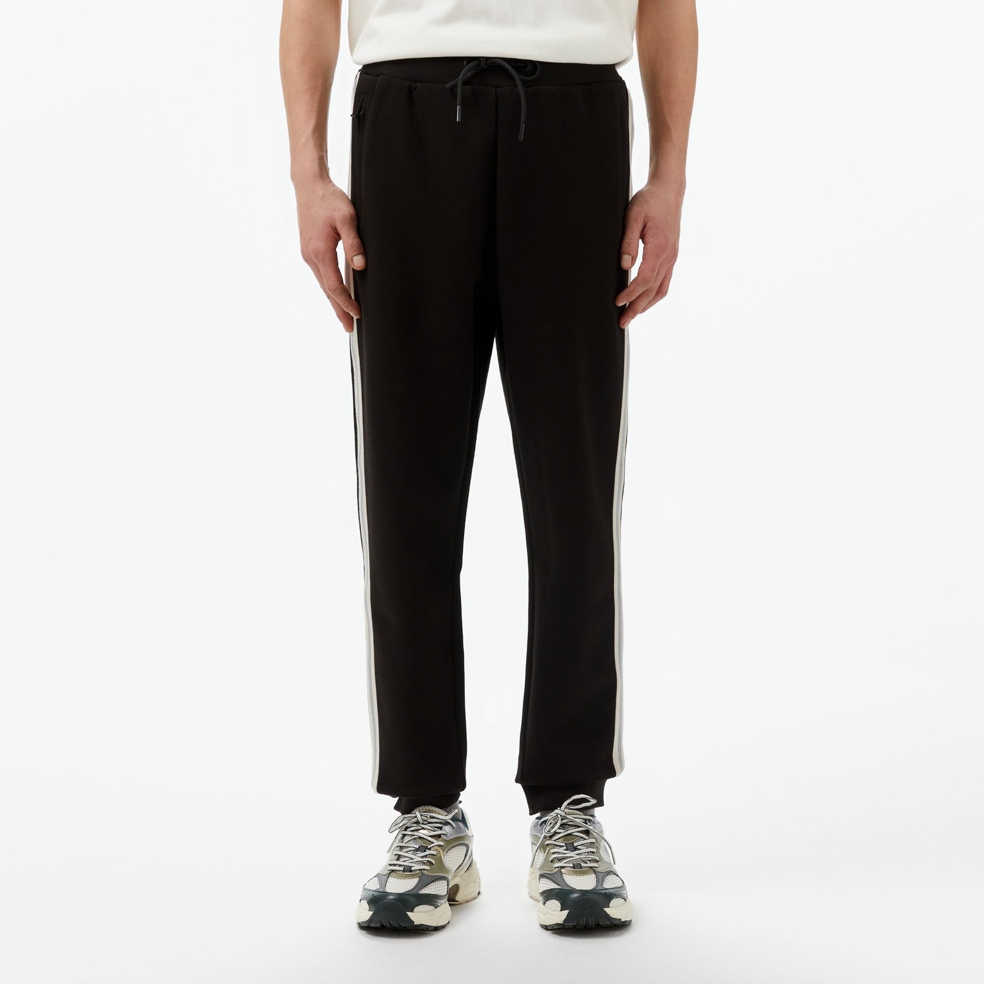 Lacoste Erkek Slim Fit Çizgili Siyah Eşofman Altı