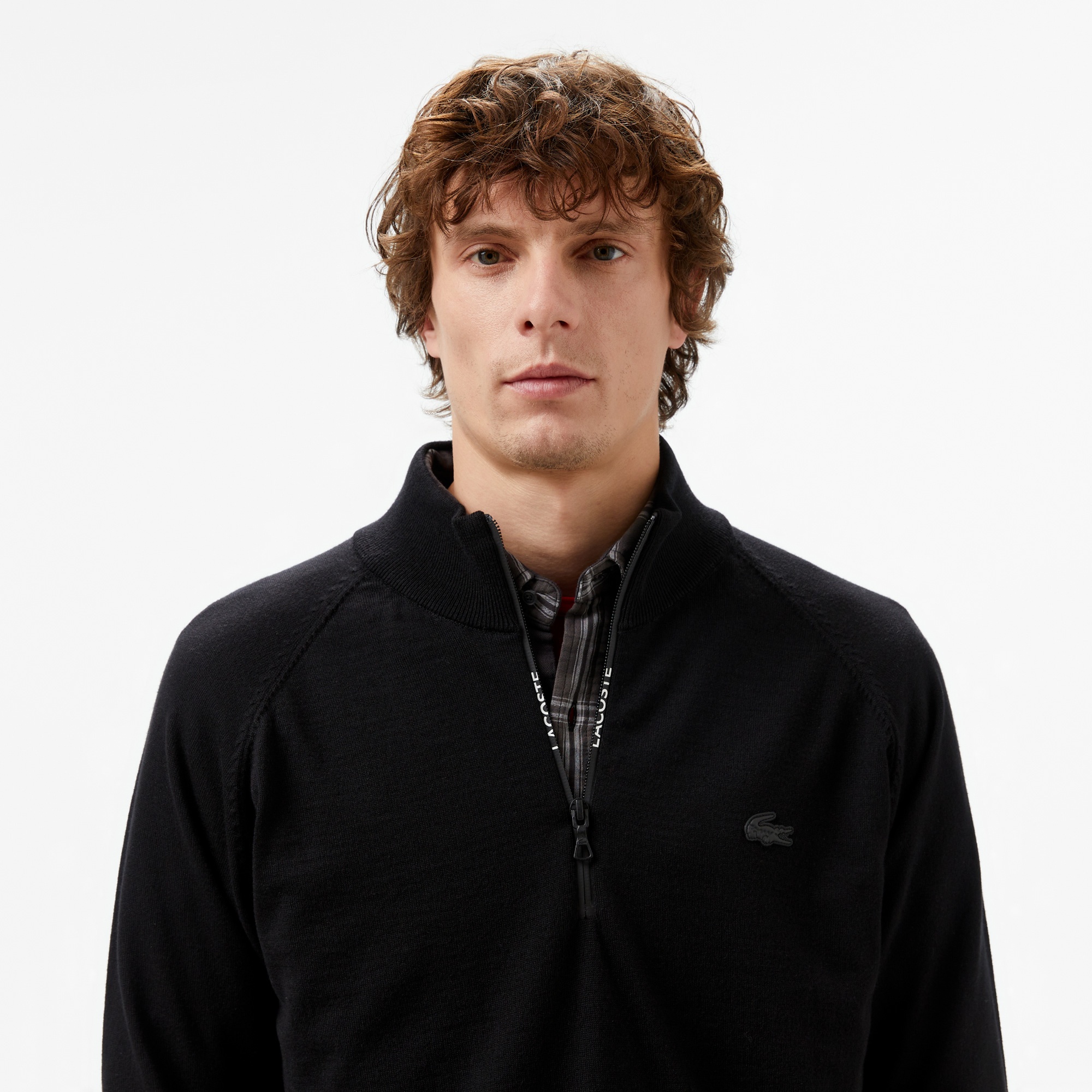 Lacoste Erkek Regular Fit Yarım Fermuarlı Siyah Triko