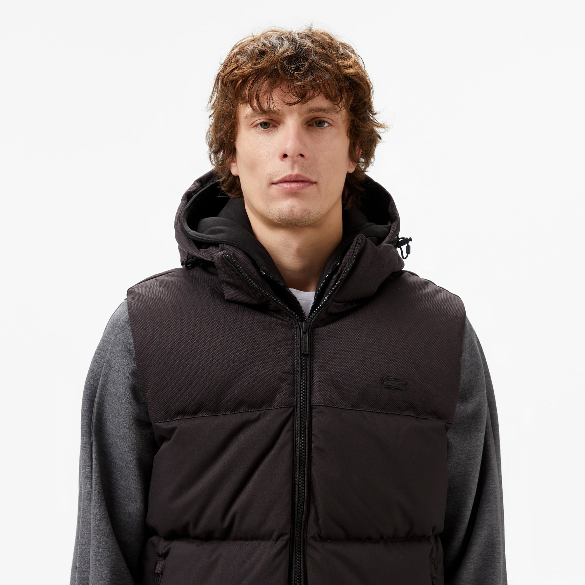 Lacoste Erkek Kapüşonlu Siyah Şişme Yelek