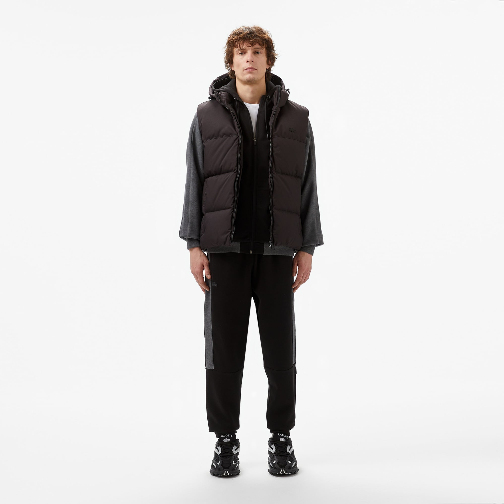 Lacoste Erkek Kapüşonlu Siyah Şişme Yelek