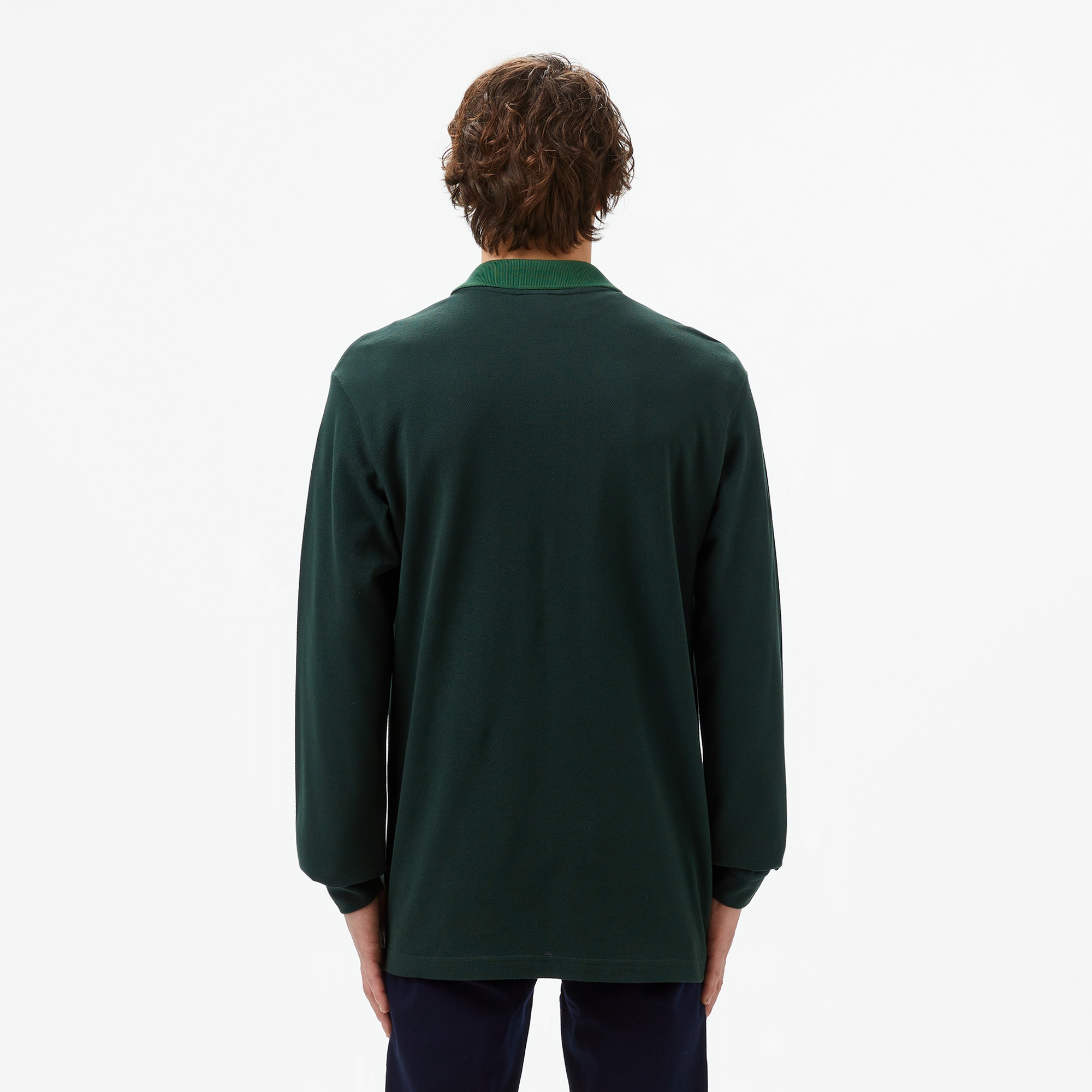 Lacoste Erkek Classic Fit Uzun Kollu Renk Bloklu Yeşil Polo