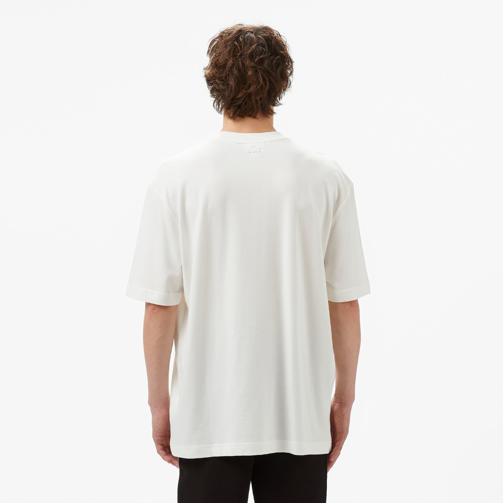 Lacoste Erkek Regular Fit Bisiklet Yaka Baskılı Beyaz T-Shirt