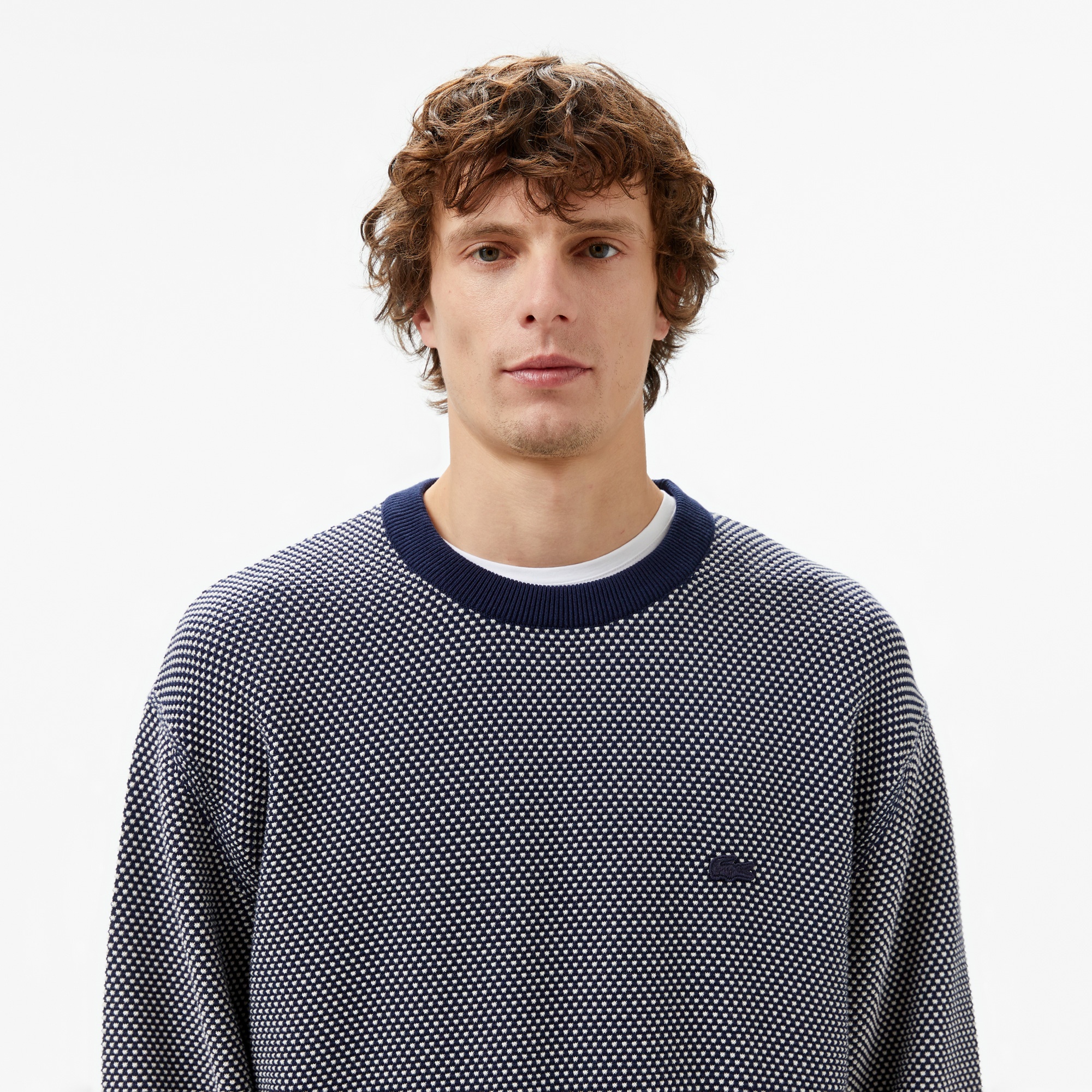 Lacoste Erkek Relaxed Fit Bisiklet Yaka Lacivert Triko