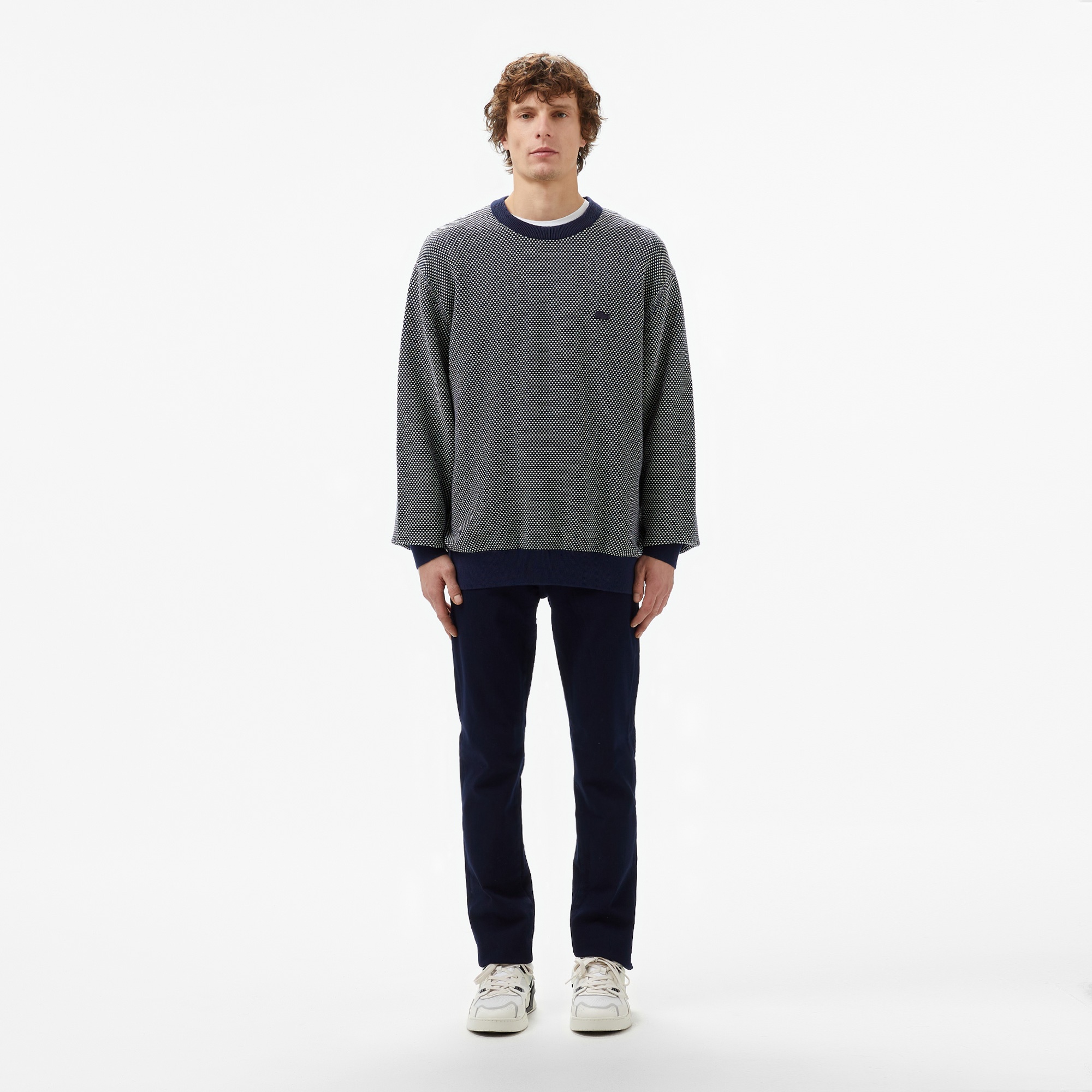 Lacoste Erkek Relaxed Fit Bisiklet Yaka Lacivert Triko