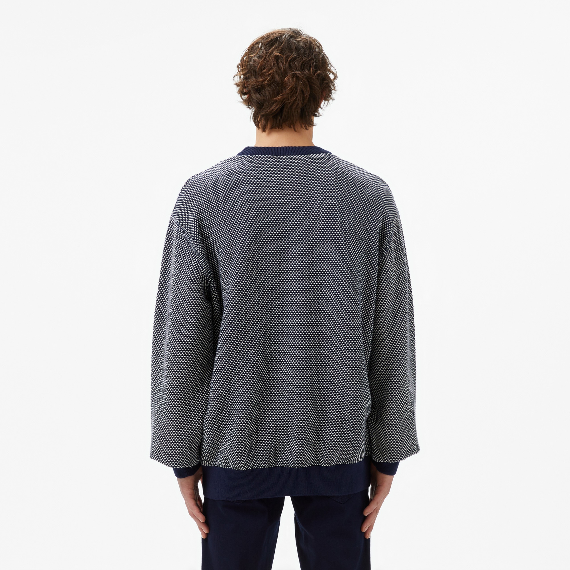 Lacoste Erkek Relaxed Fit Bisiklet Yaka Lacivert Triko