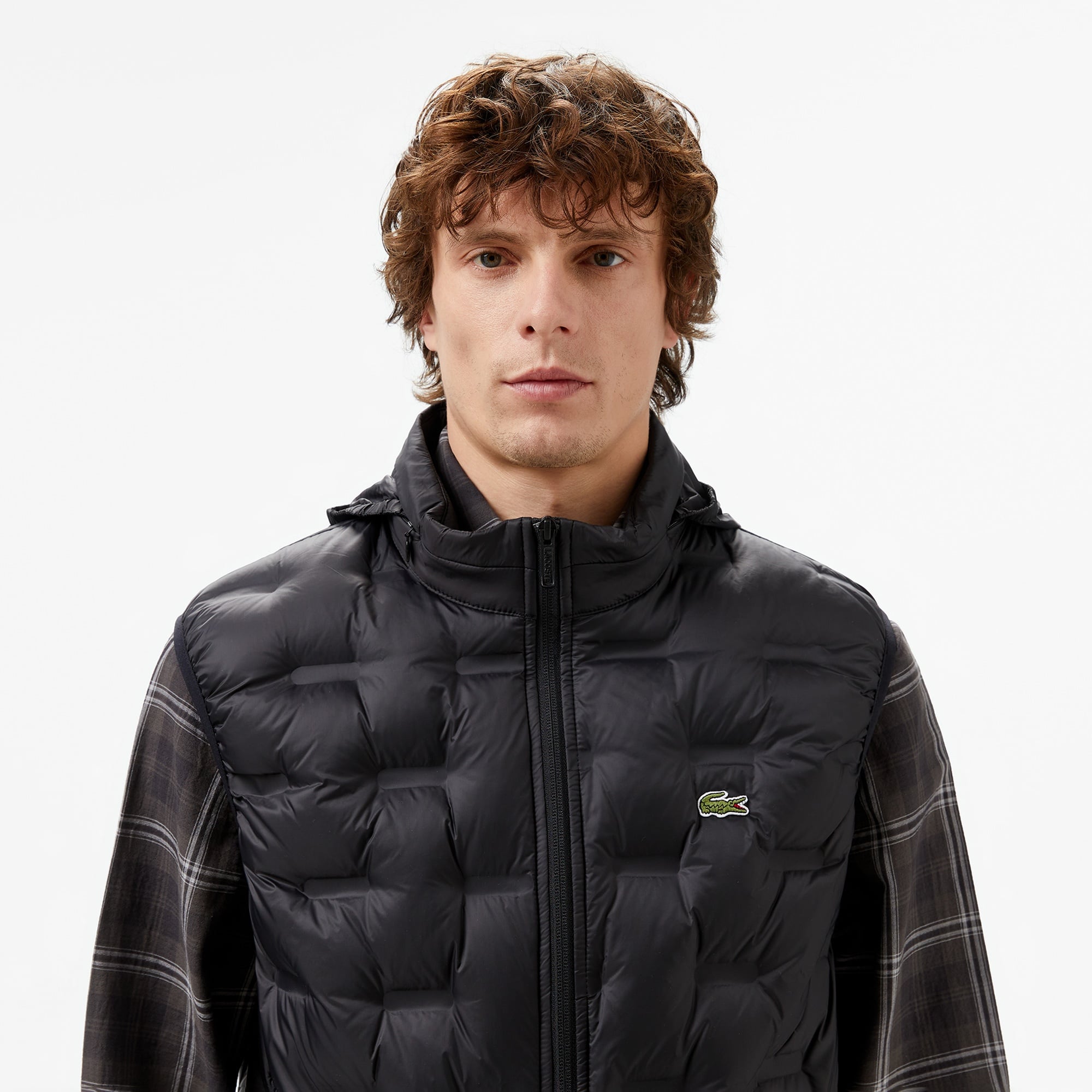 Lacoste Erkek Kapüşonlu Kapitone Siyah Yelek