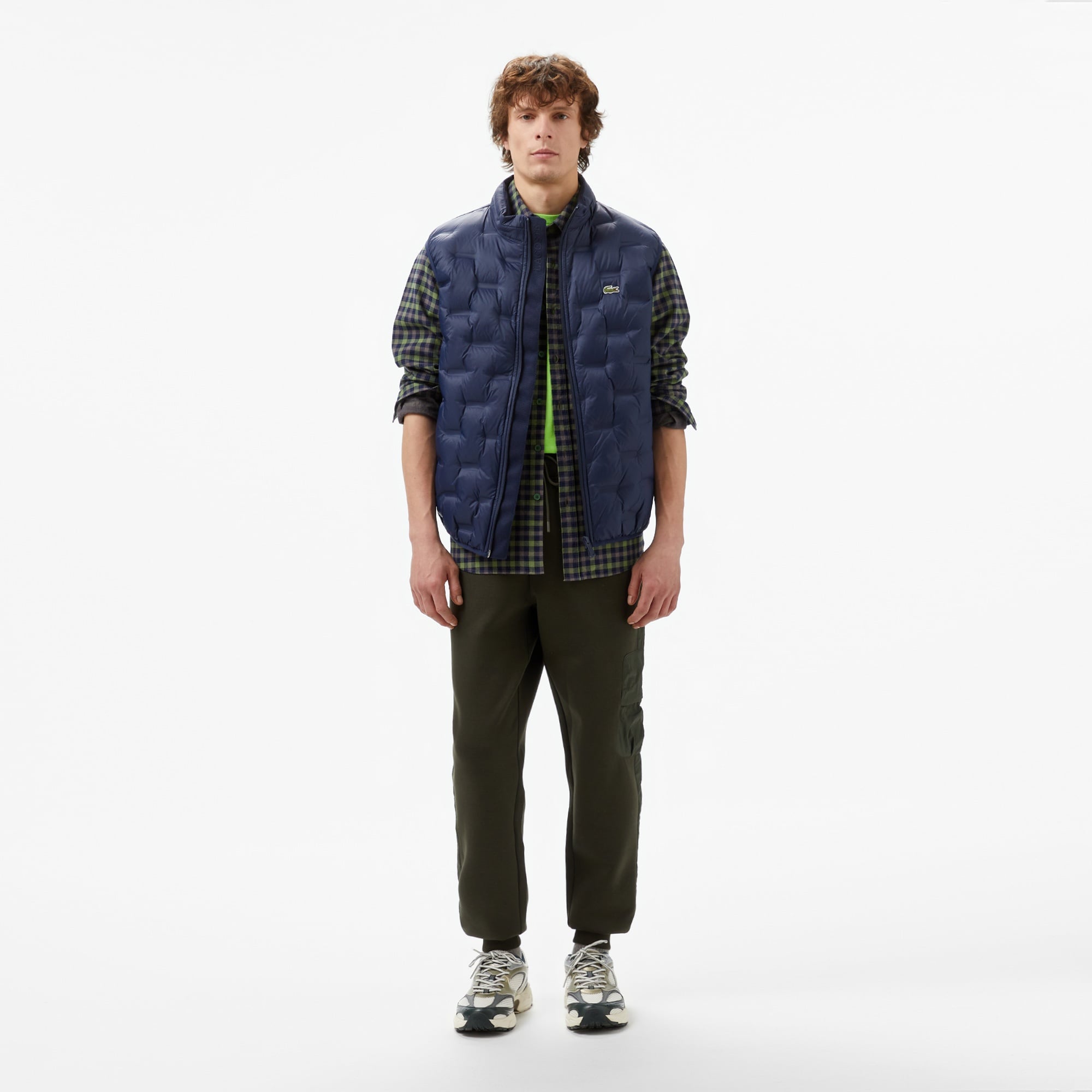 Lacoste Erkek Kapüşonlu Kapitone Lacivert Yelek