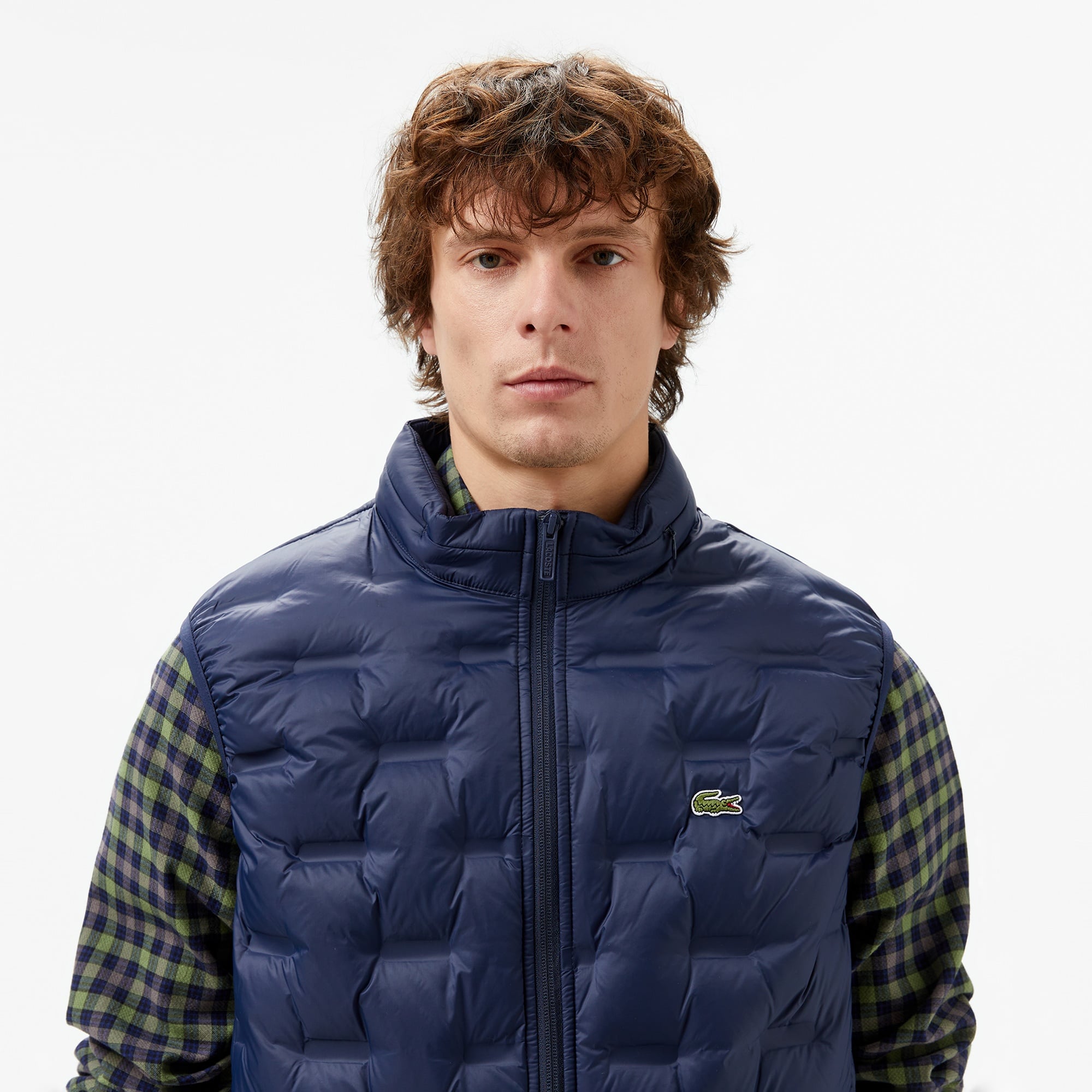 Lacoste Erkek Kapüşonlu Kapitone Lacivert Yelek