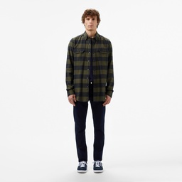 Erkek Slim Fit Ekose Yeşil Gömlek Yeşil