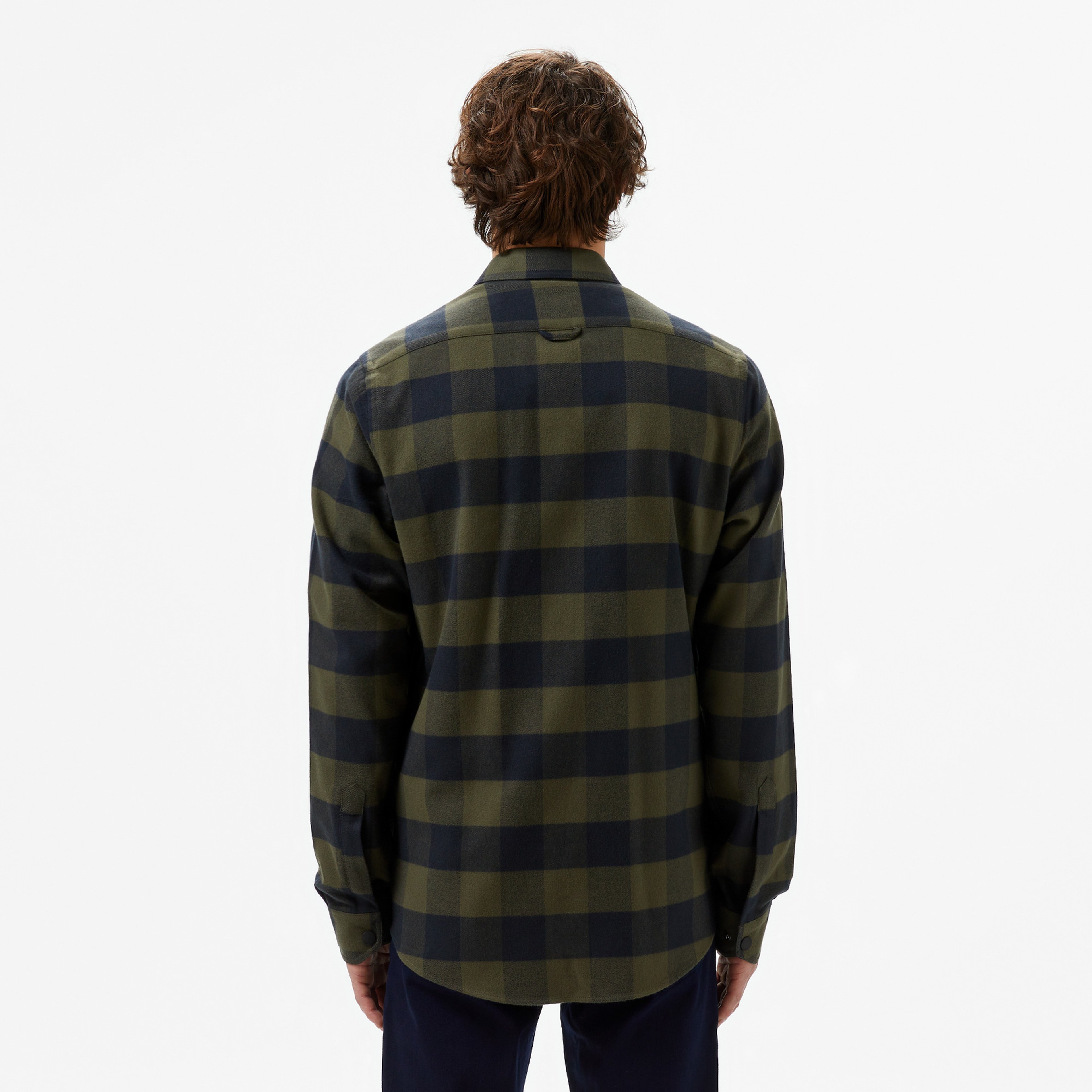 Erkek Slim Fit Ekose Yeşil Gömlek