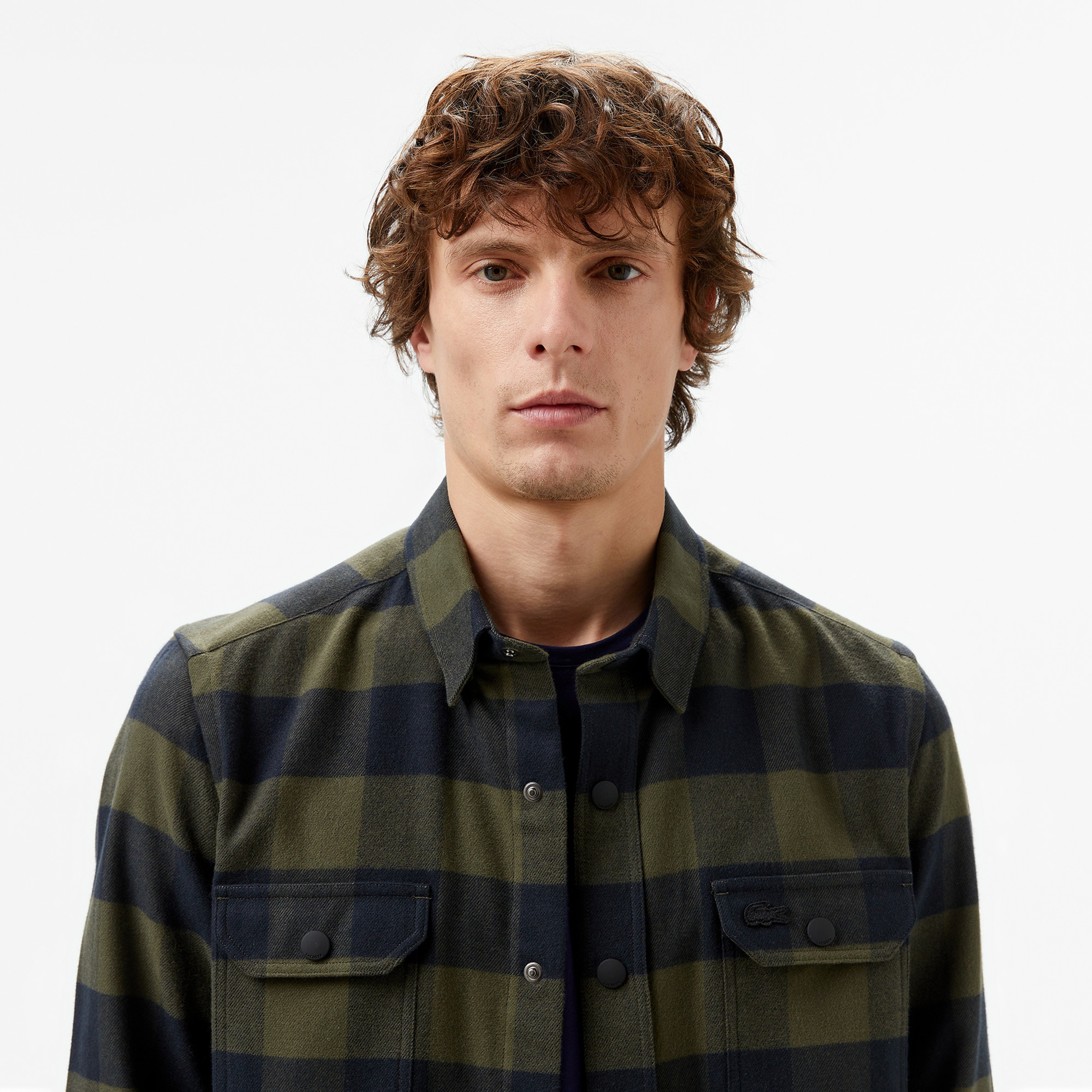 Erkek Slim Fit Ekose Yeşil Gömlek