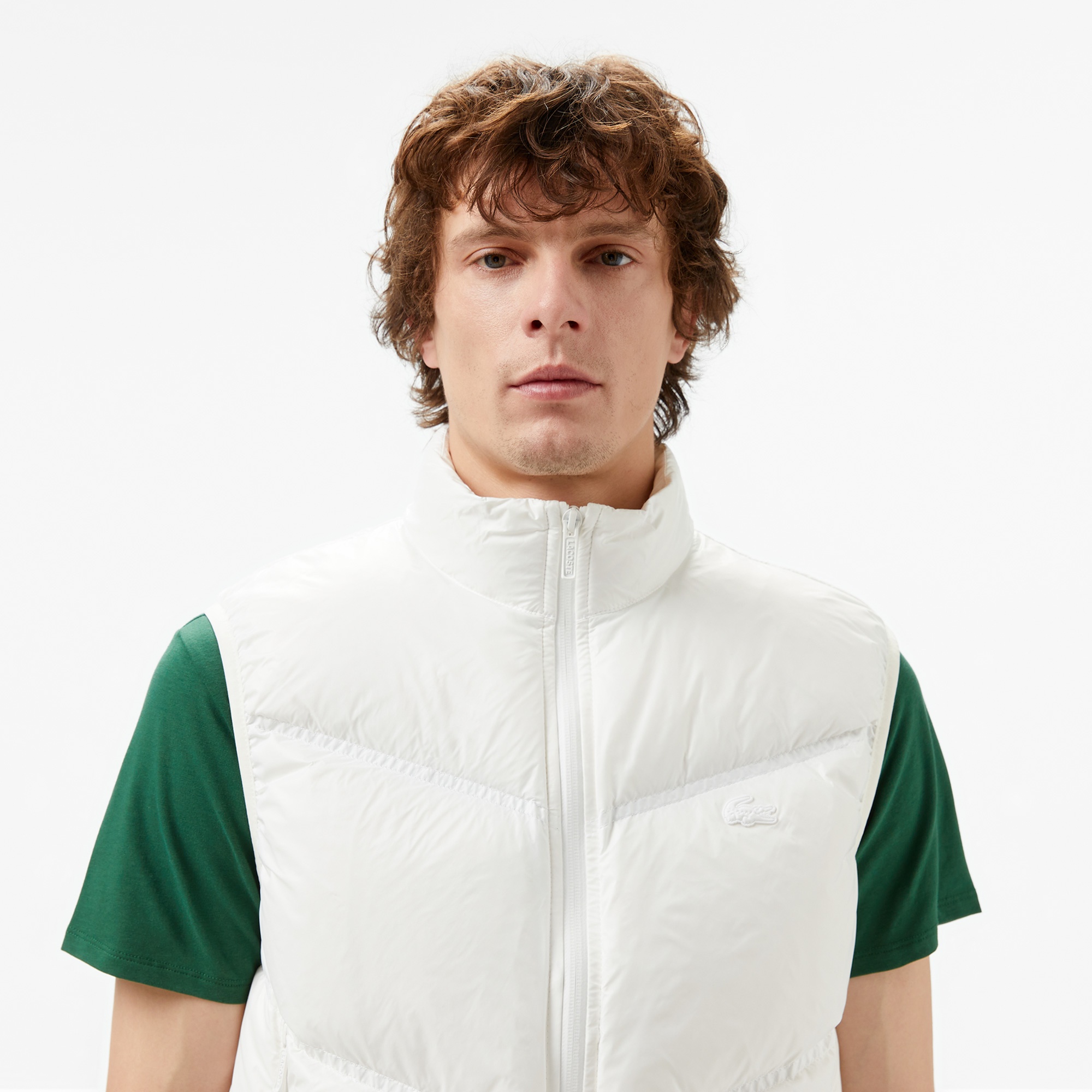 Lacoste Erkek Dik Yaka Beyaz Yelek