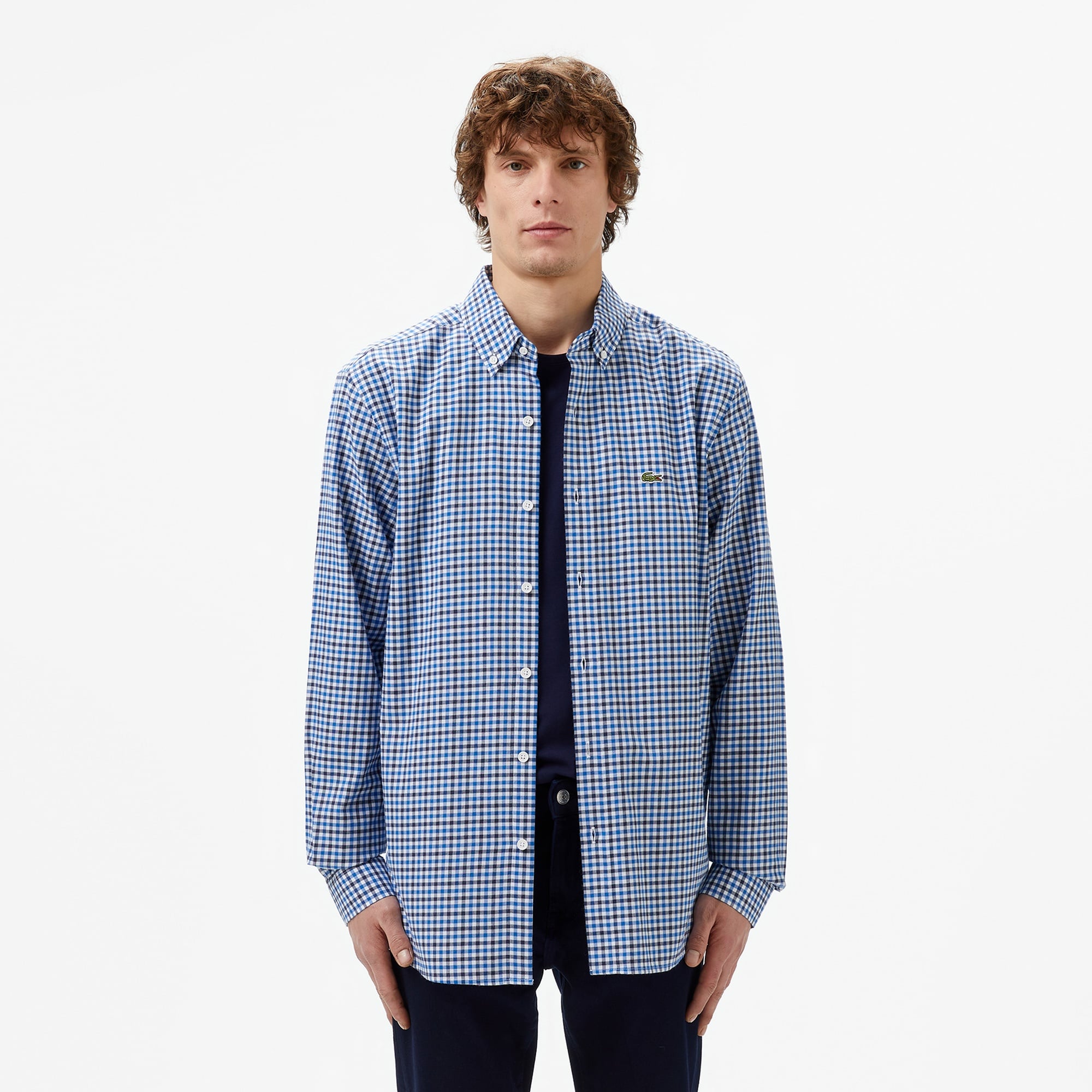 Lacoste Erkek Regular Fit Kareli Lacivert Gömlek