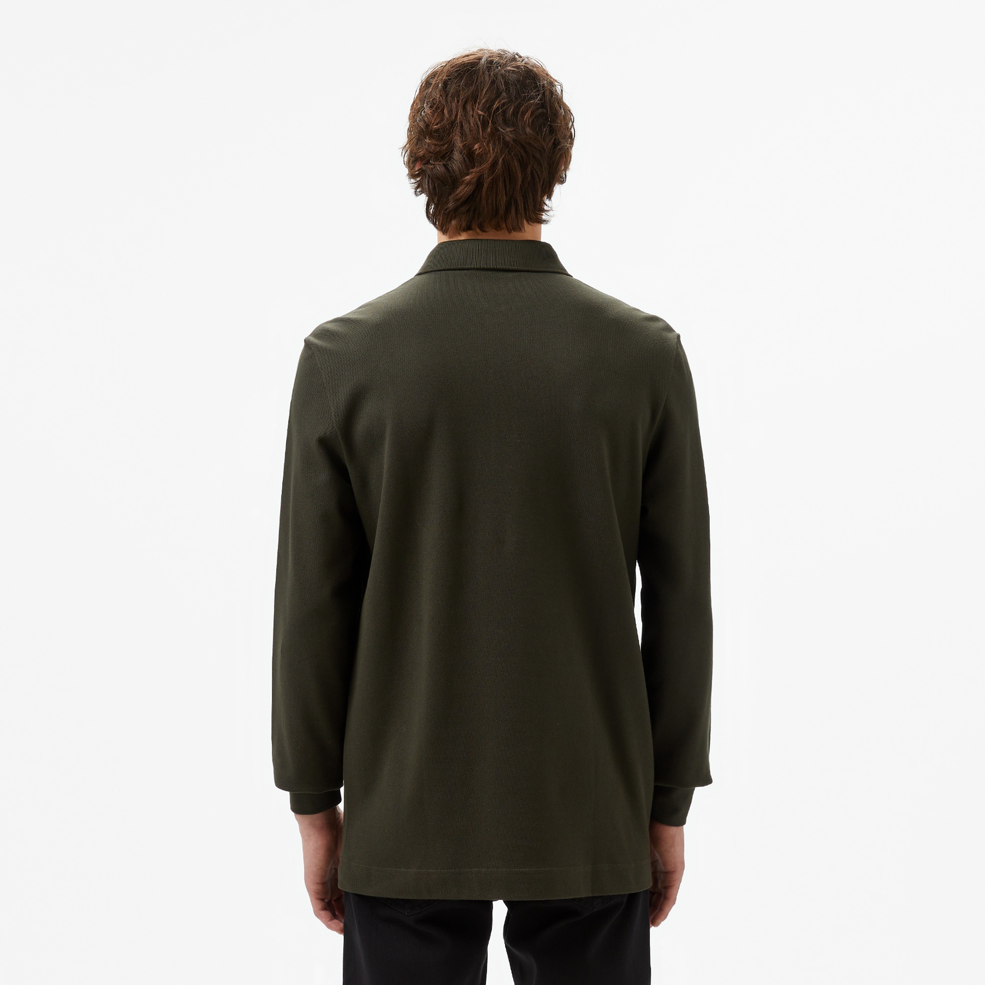 Erkek Regular Fit Uzun Kollu Haki Paris Polo