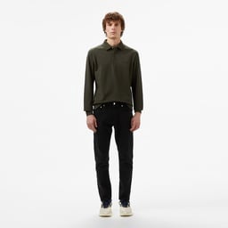 Erkek Regular Fit Uzun Kollu Haki Paris Polo Yeşil