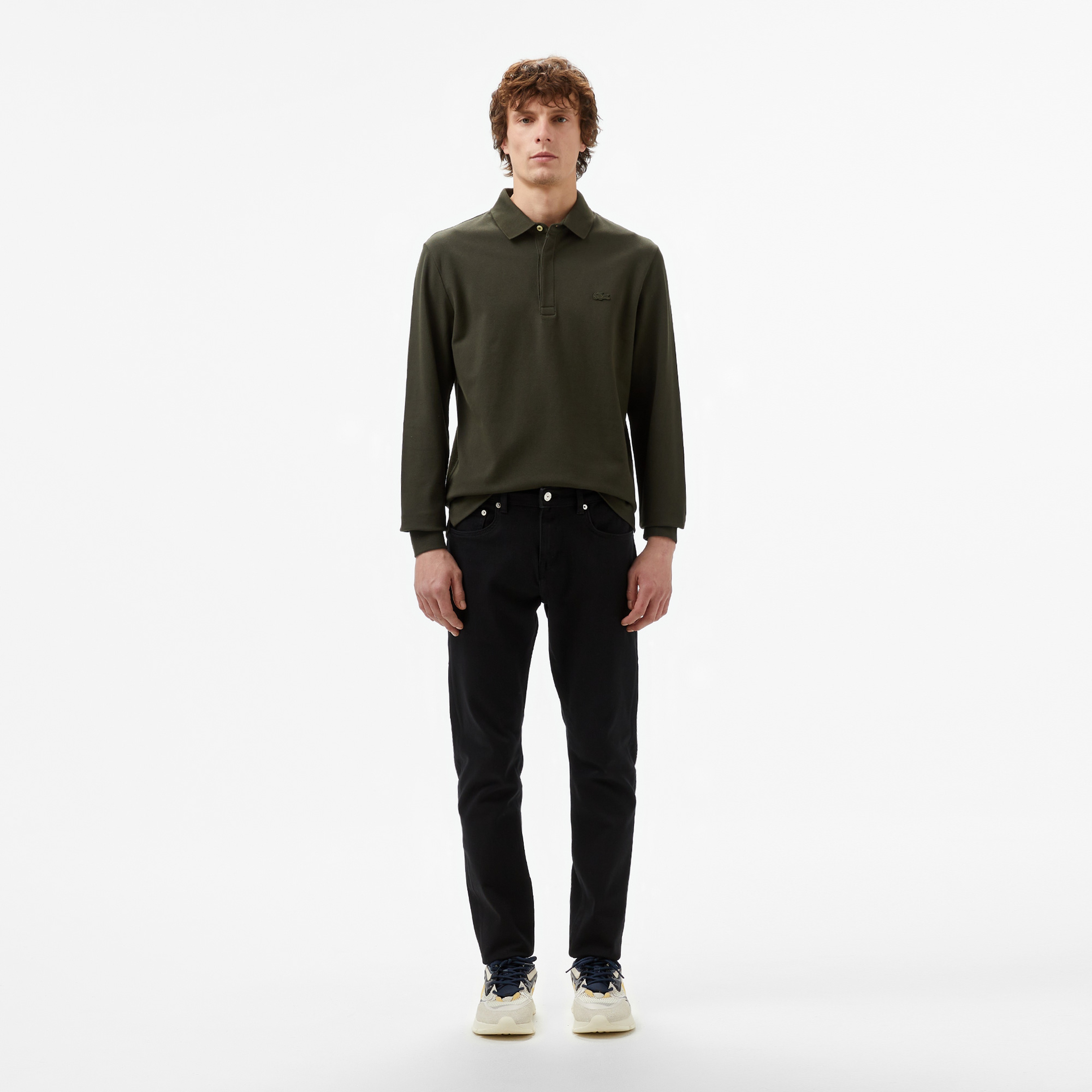 Erkek Regular Fit Uzun Kollu Haki Paris Polo