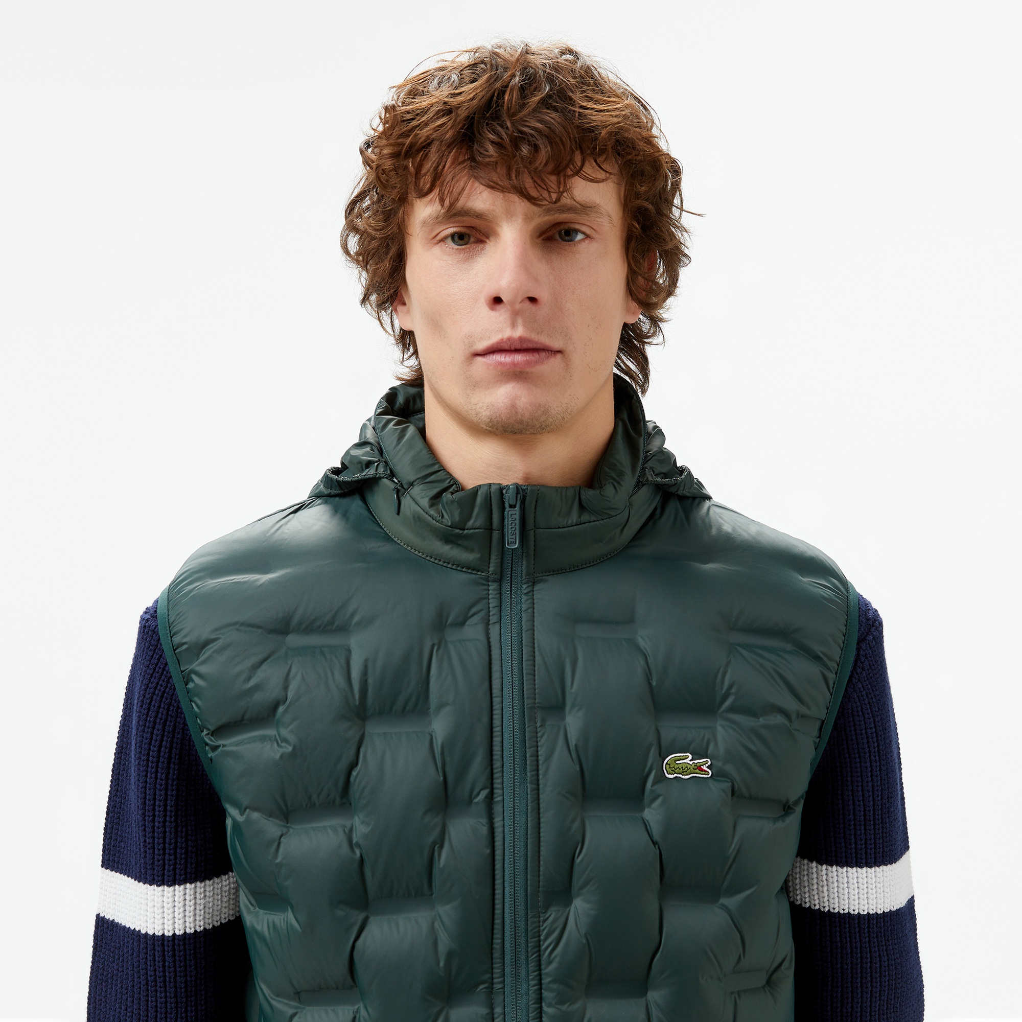 Lacoste Erkek Kapüşonlu Kapitone Koyu Yeşil Yelek