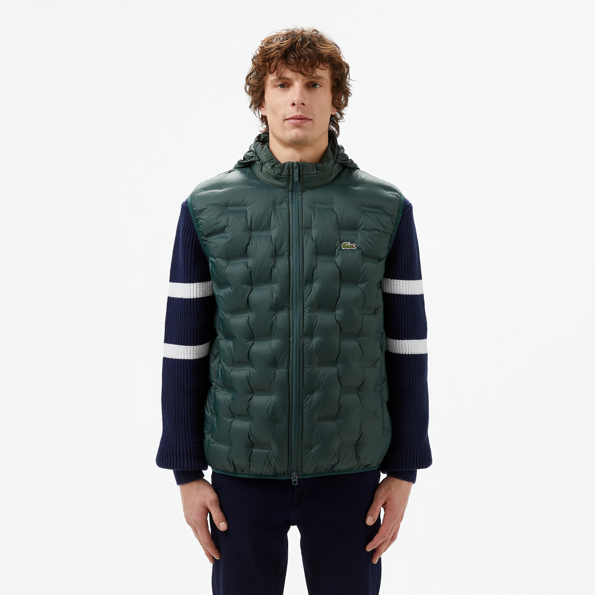 Lacoste Erkek Kapüşonlu Kapitone Koyu Yeşil Yelek