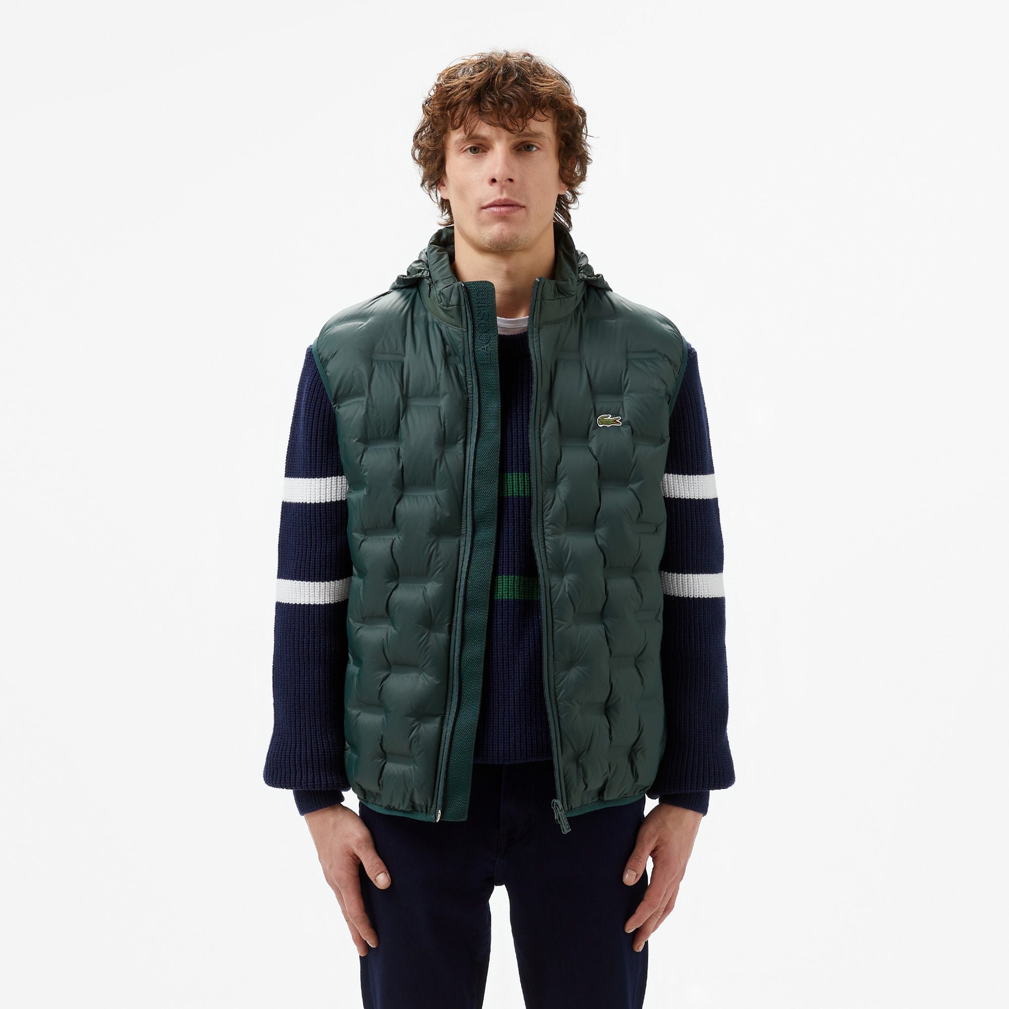 Lacoste Erkek Kapüşonlu Kapitone Koyu Yeşil Yelek