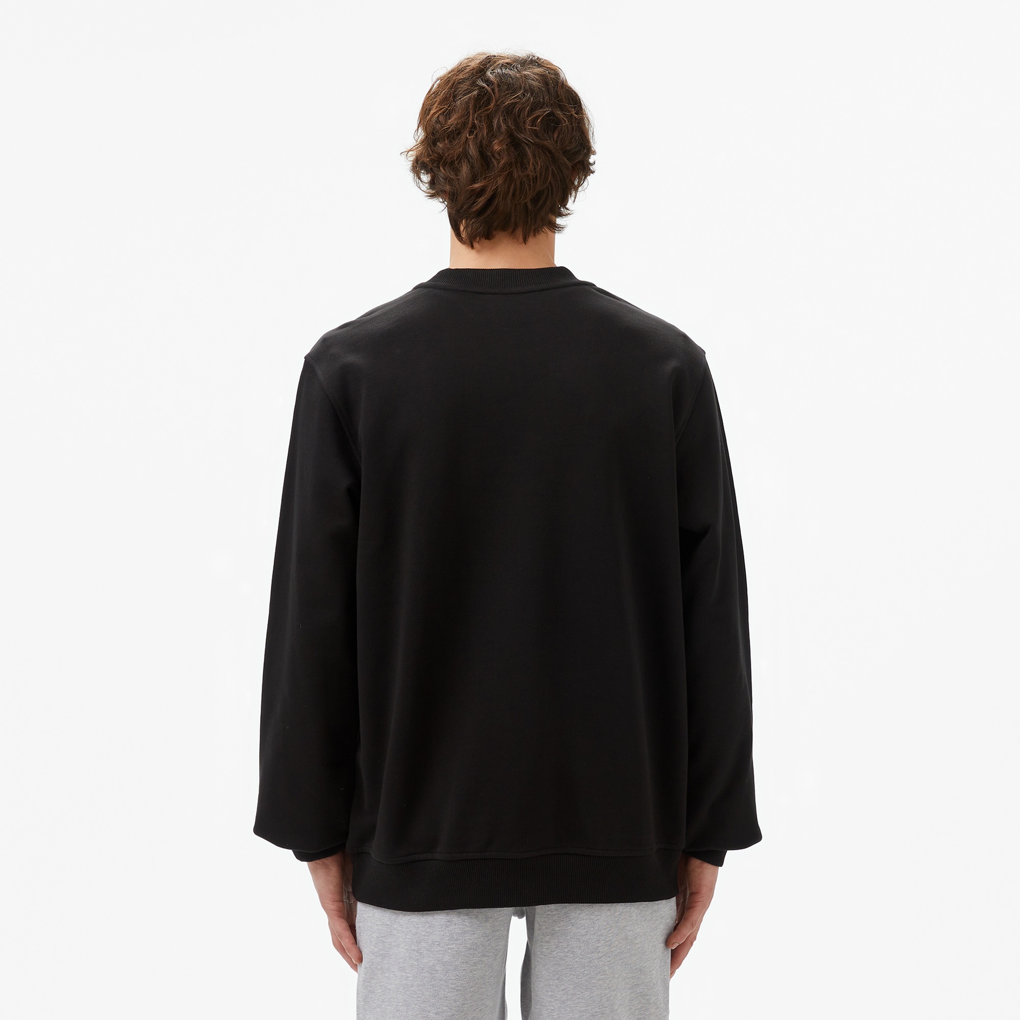 Lacoste Erkek Relaxed Fit Bisiklet Yaka Baskılı Siyah Sweatshirt