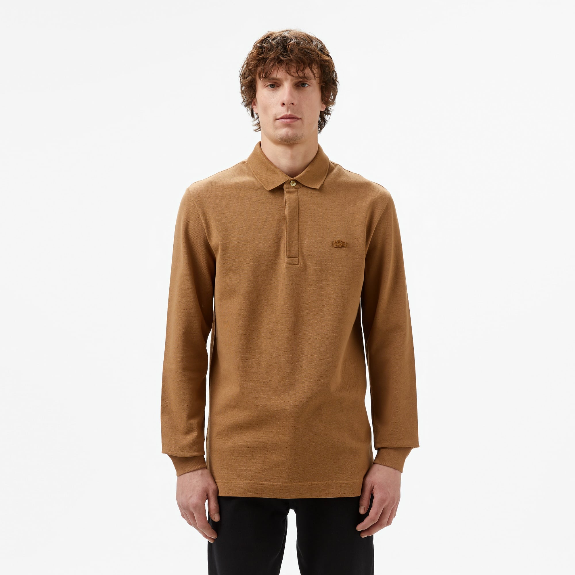 Lacoste Paris Erkek Regular Fit Uzun Kollu Kahverengi Polo