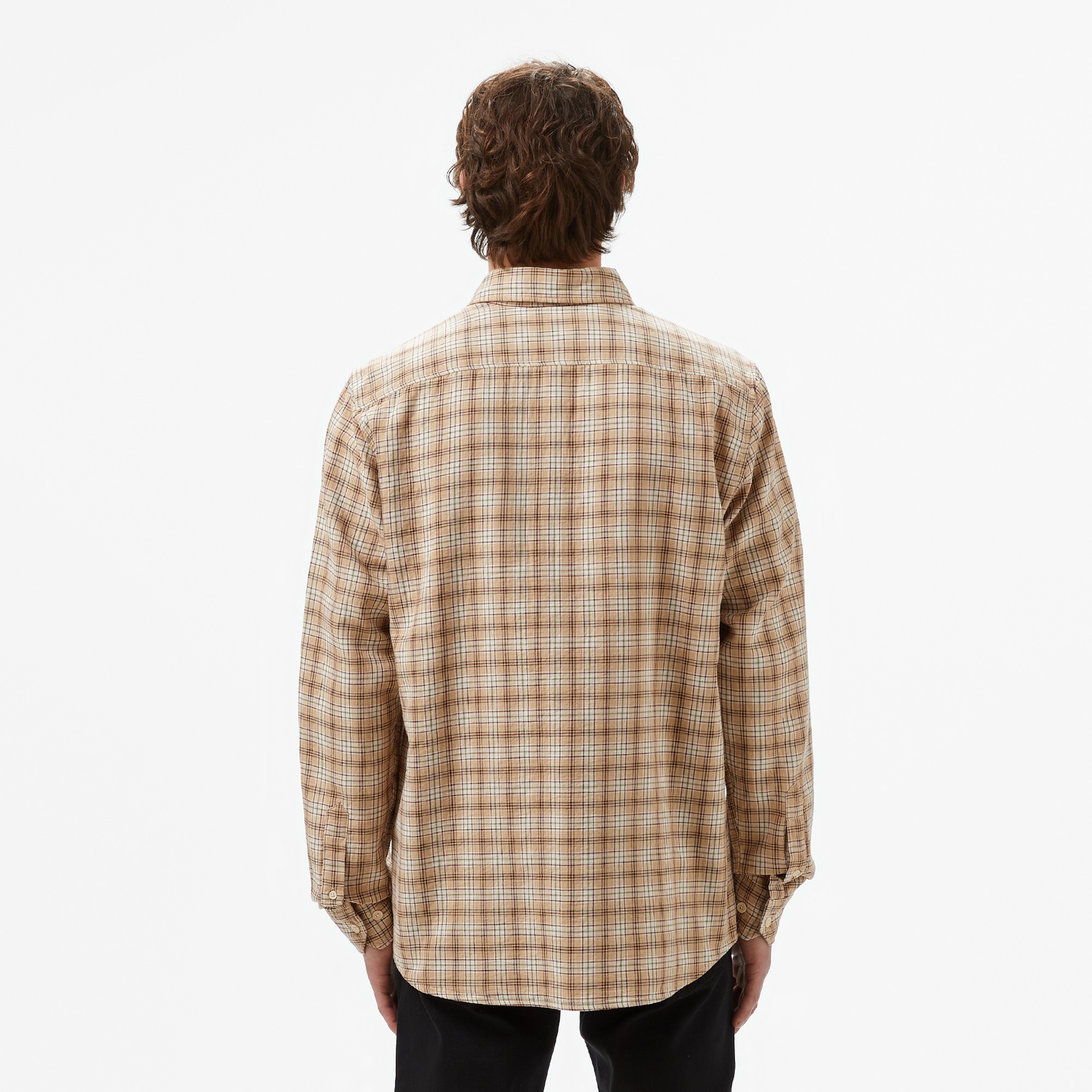 Lacoste Erkek Regular Fit Düğmeli Yaka Ekose Kahverengi Gömlek