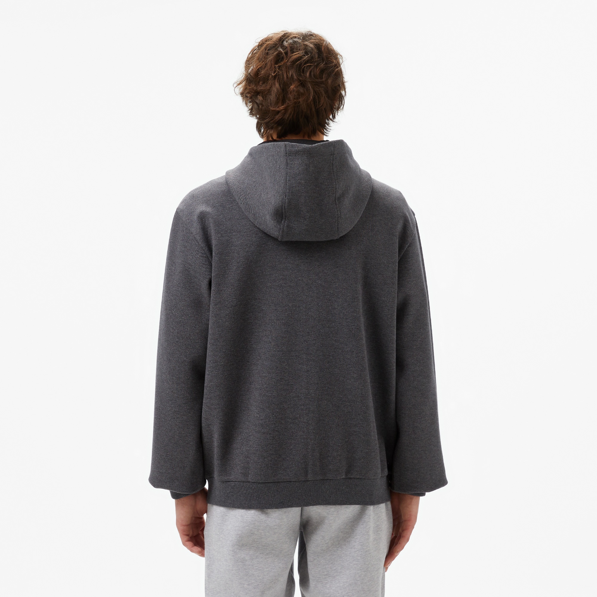 Lacoste Erkek Relaxed Fit Kapüşonlu Baskılı Gri Sweatshirt