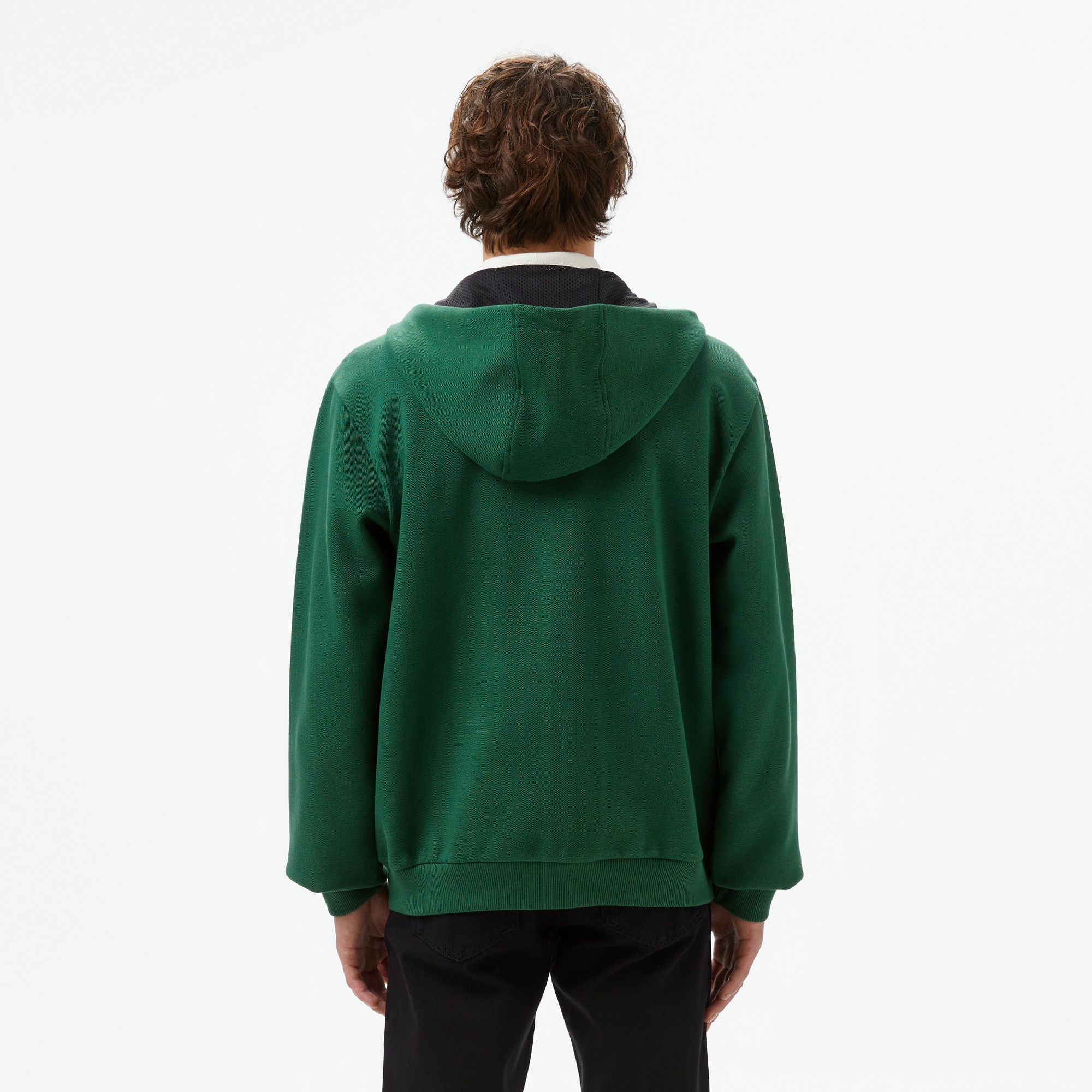 Lacoste Erkek Relaxed Fit Kapüşonlu Baskılı Yeşil Sweatshirt