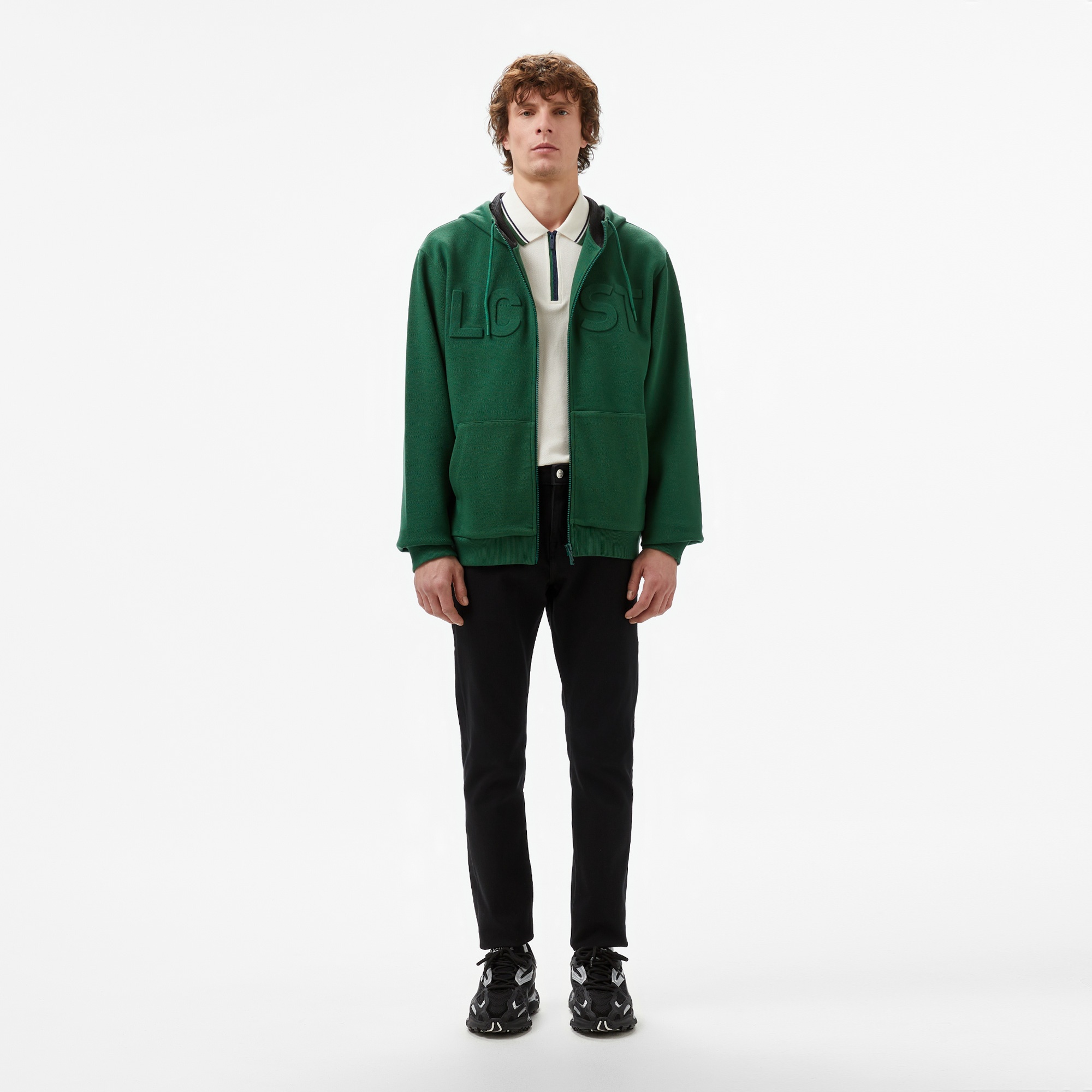 Lacoste Erkek Relaxed Fit Kapüşonlu Baskılı Yeşil Sweatshirt