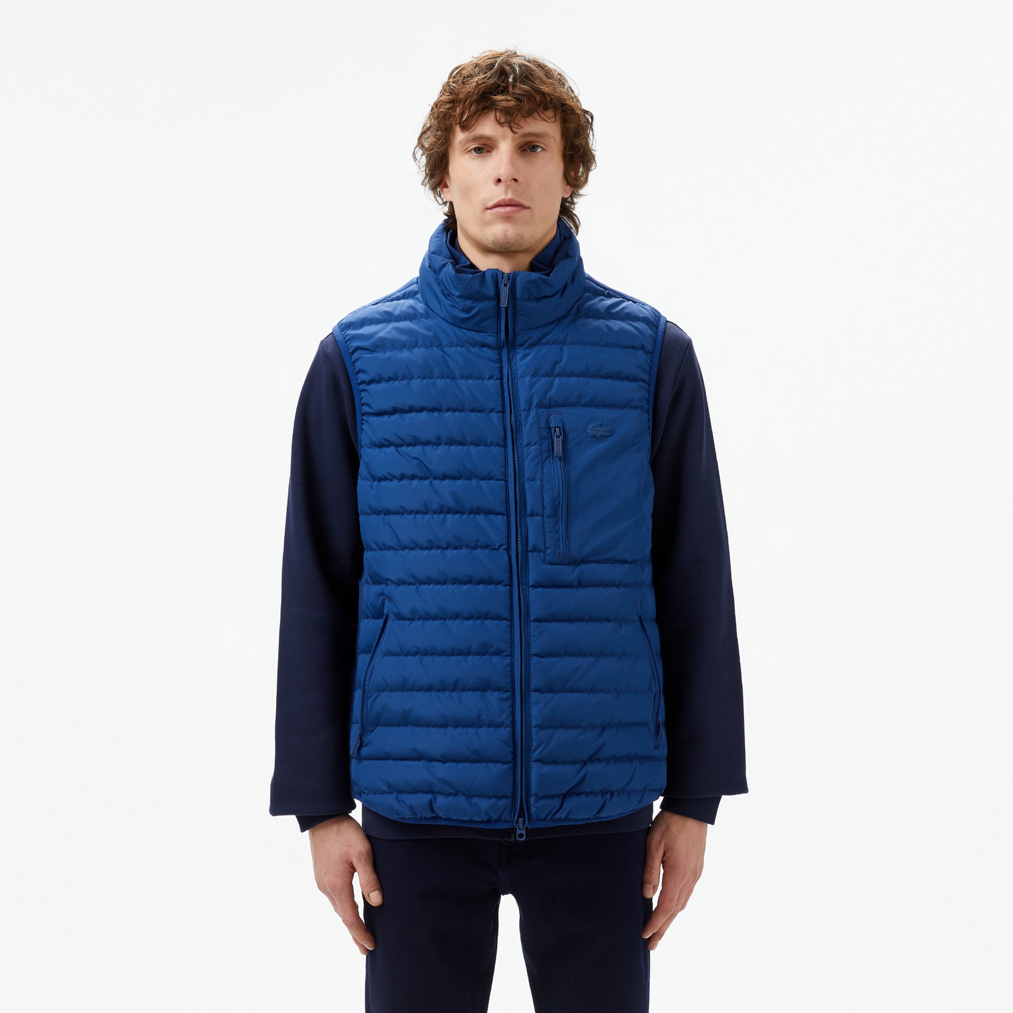 Lacoste Erkek Dik Yaka Lacivert Yelek