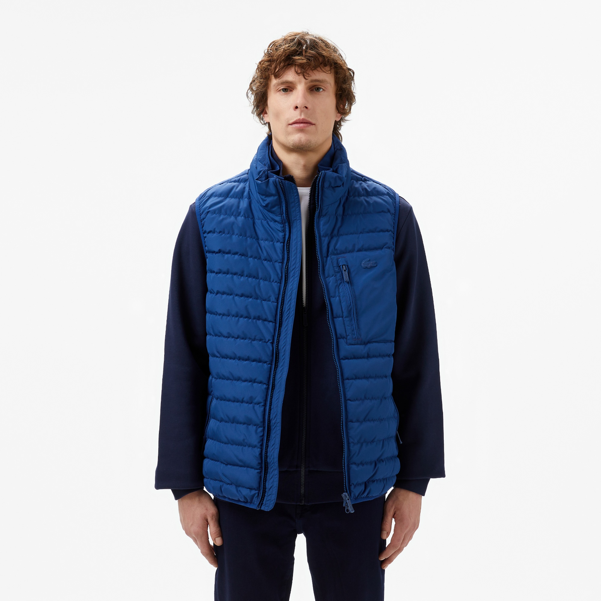 Lacoste Erkek Dik Yaka Lacivert Yelek