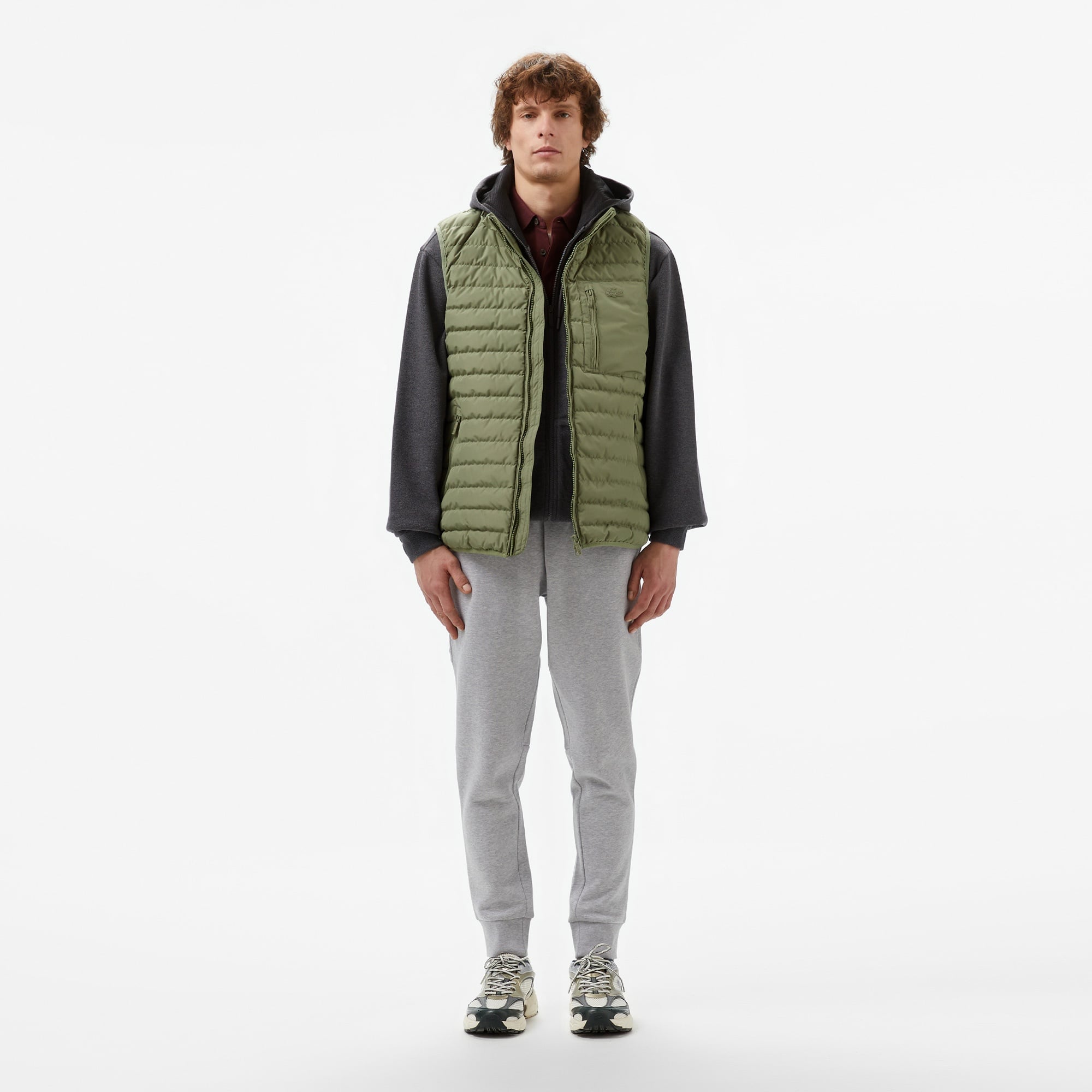 Lacoste Erkek Dik Yaka Haki Yelek