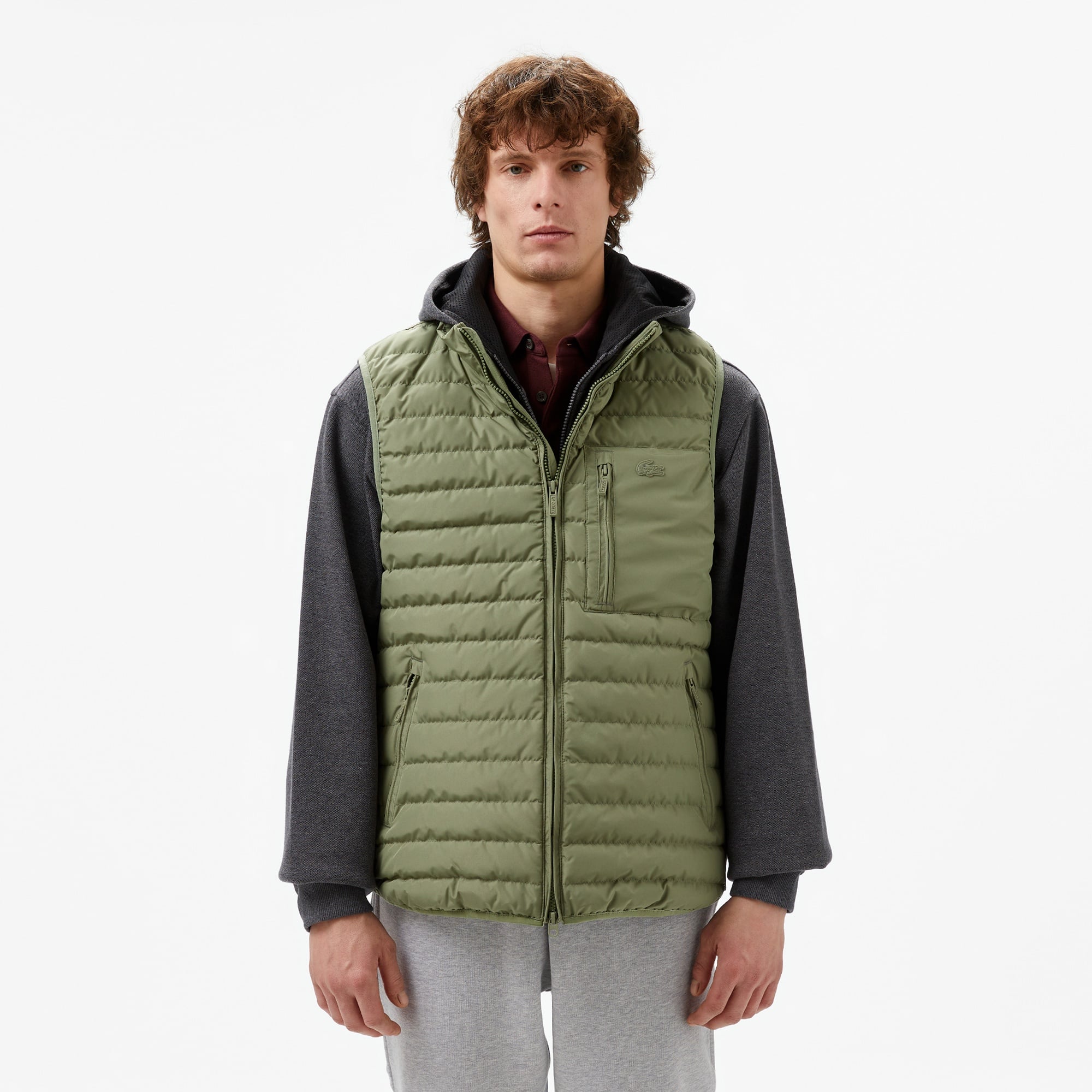 Lacoste Erkek Dik Yaka Haki Yelek