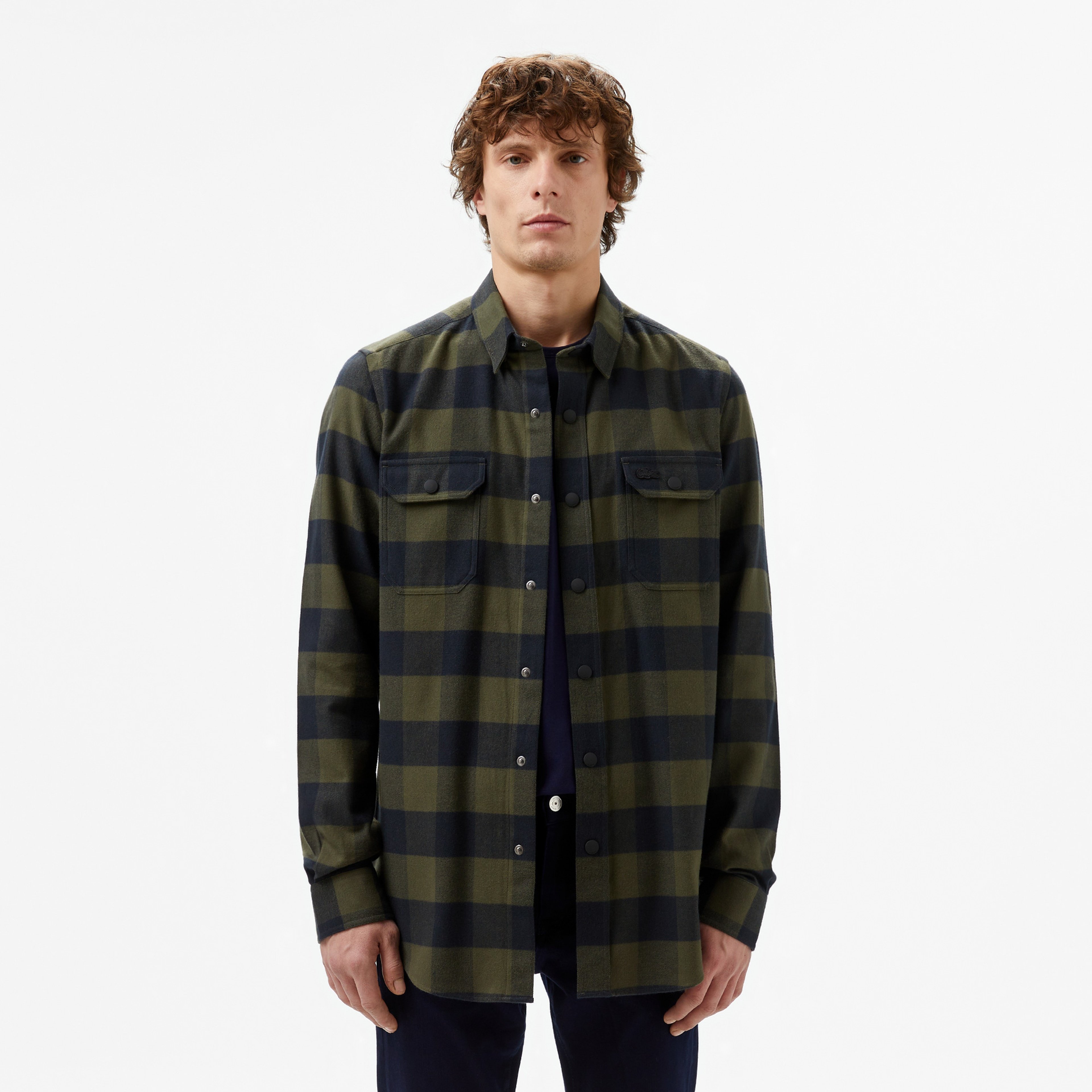 Erkek Slim Fit Ekose Yeşil Gömlek